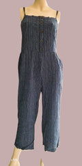Combinaison Old Navy Lin Viscose Rayures Bleu Marine — Bretelles Fines Dos Smoqué — M — Très bon état