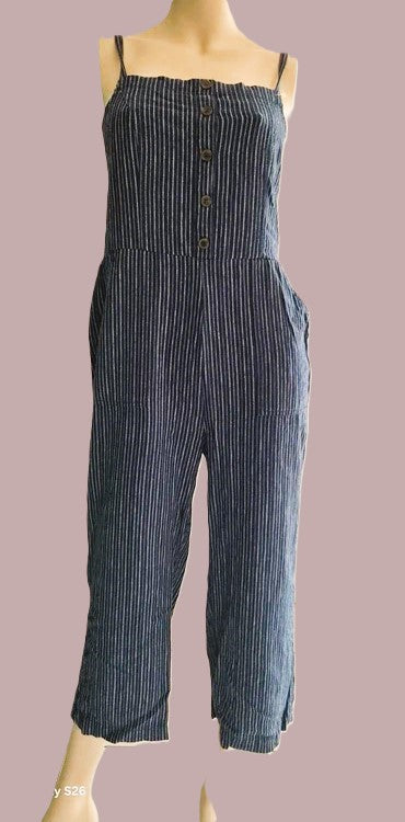 Combinaison Old Navy Lin Viscose Rayures Bleu Marine — Bretelles Fines Dos Smoqué — M — Très bon état