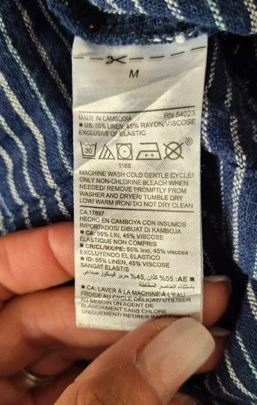 Combinaison Old Navy Lin Viscose Rayures Bleu Marine — Bretelles Fines Dos Smoqué — M — Très bon état