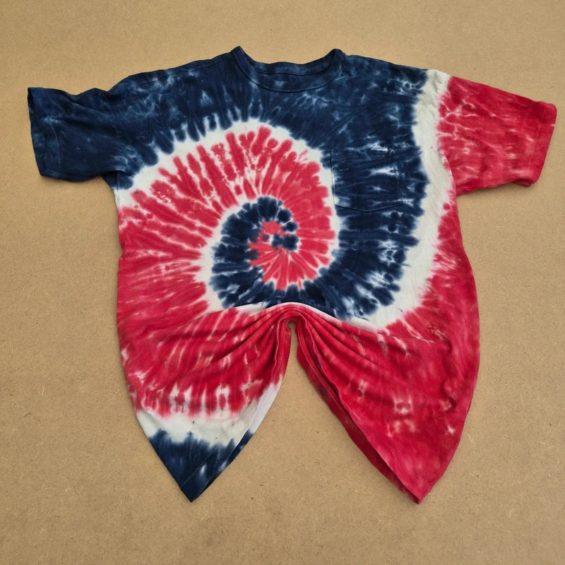 T-shirt tie-dye spirale rouge blanc bleu Old Navy taille S