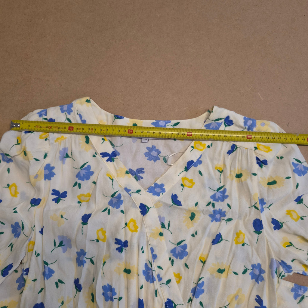 Robe SORA Fleurie Crème — Col V Croisé Taille Élastiquée — 38 — 100% Viscose — Très bon état