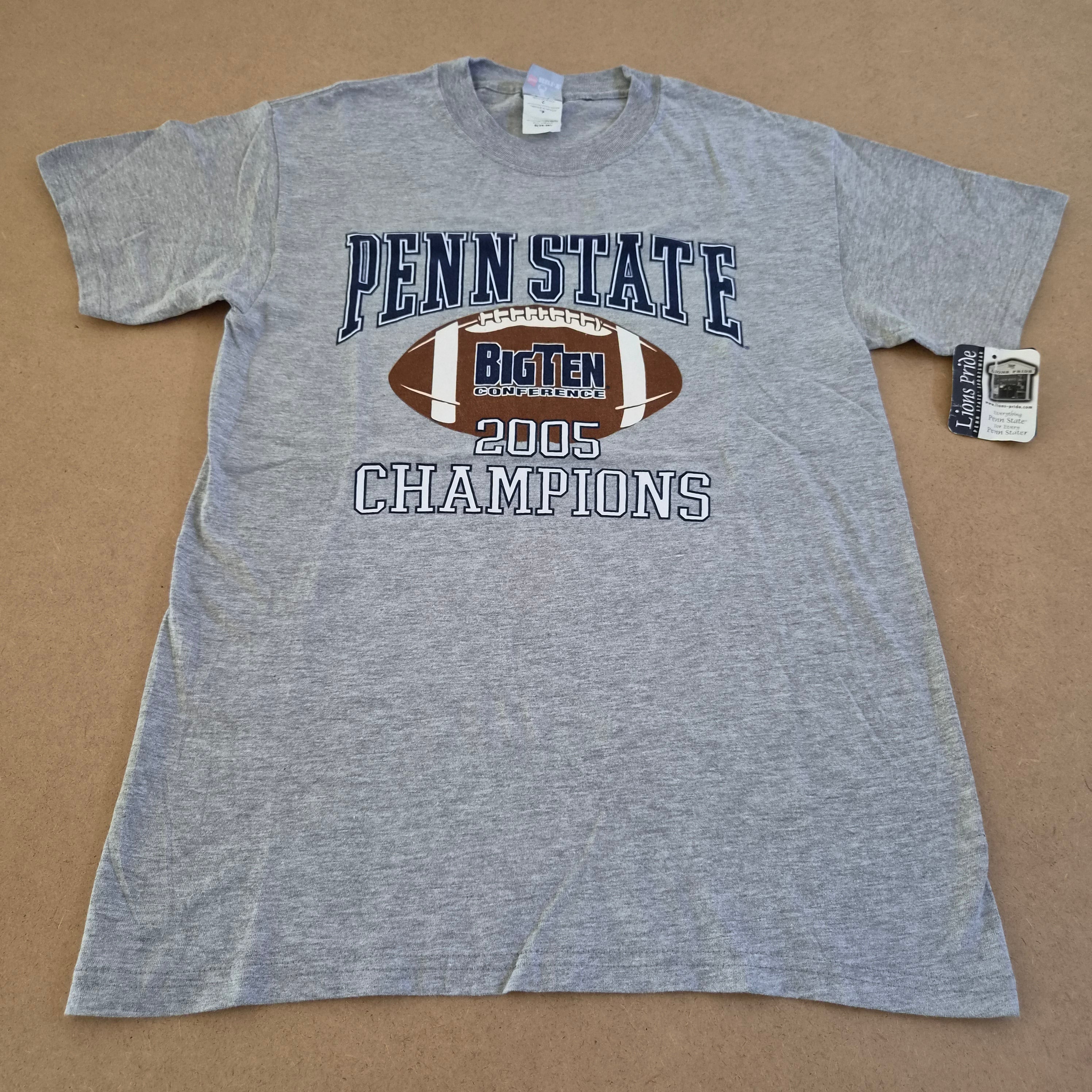 T-shirt Penn State Nittany Lions Big Ten Champions Hanes Beefy-T — Gris — Taille S — NEUF