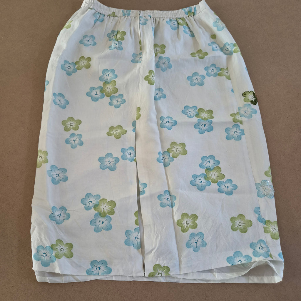 Jupe Midi Vintage en Lin Mélangé & Fleurs Perlées – Alfred Dunner – Taille Plus (52/54)