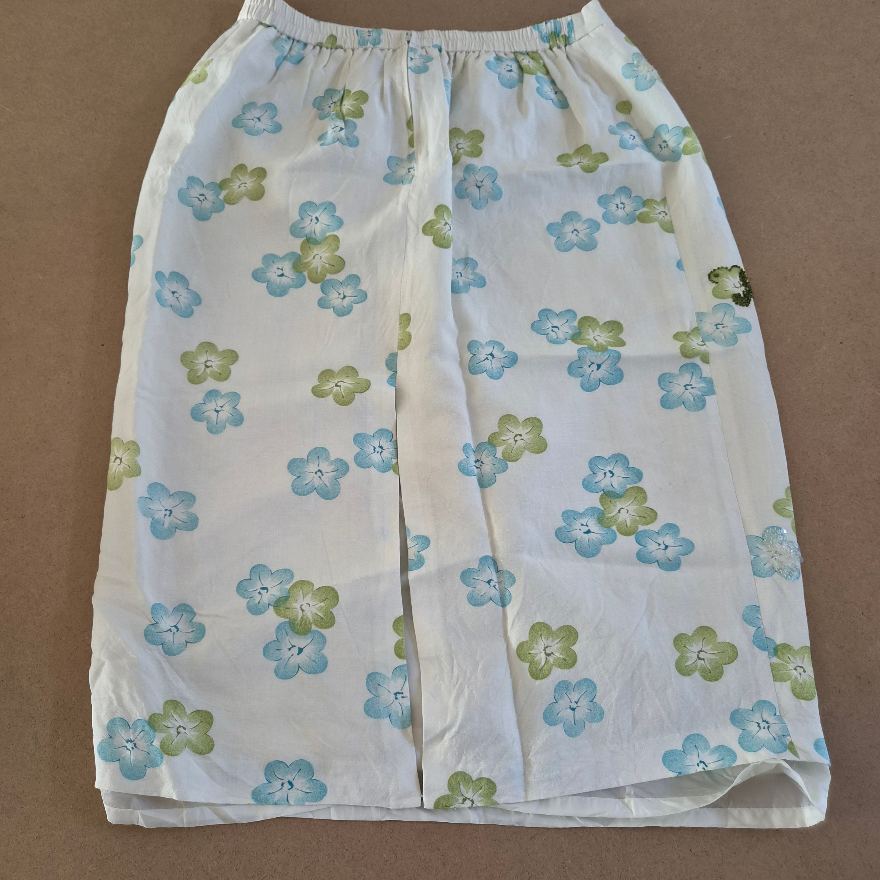 Jupe Midi Vintage en Lin Mélangé & Fleurs Perlées – Alfred Dunner – Taille Plus (52/54)