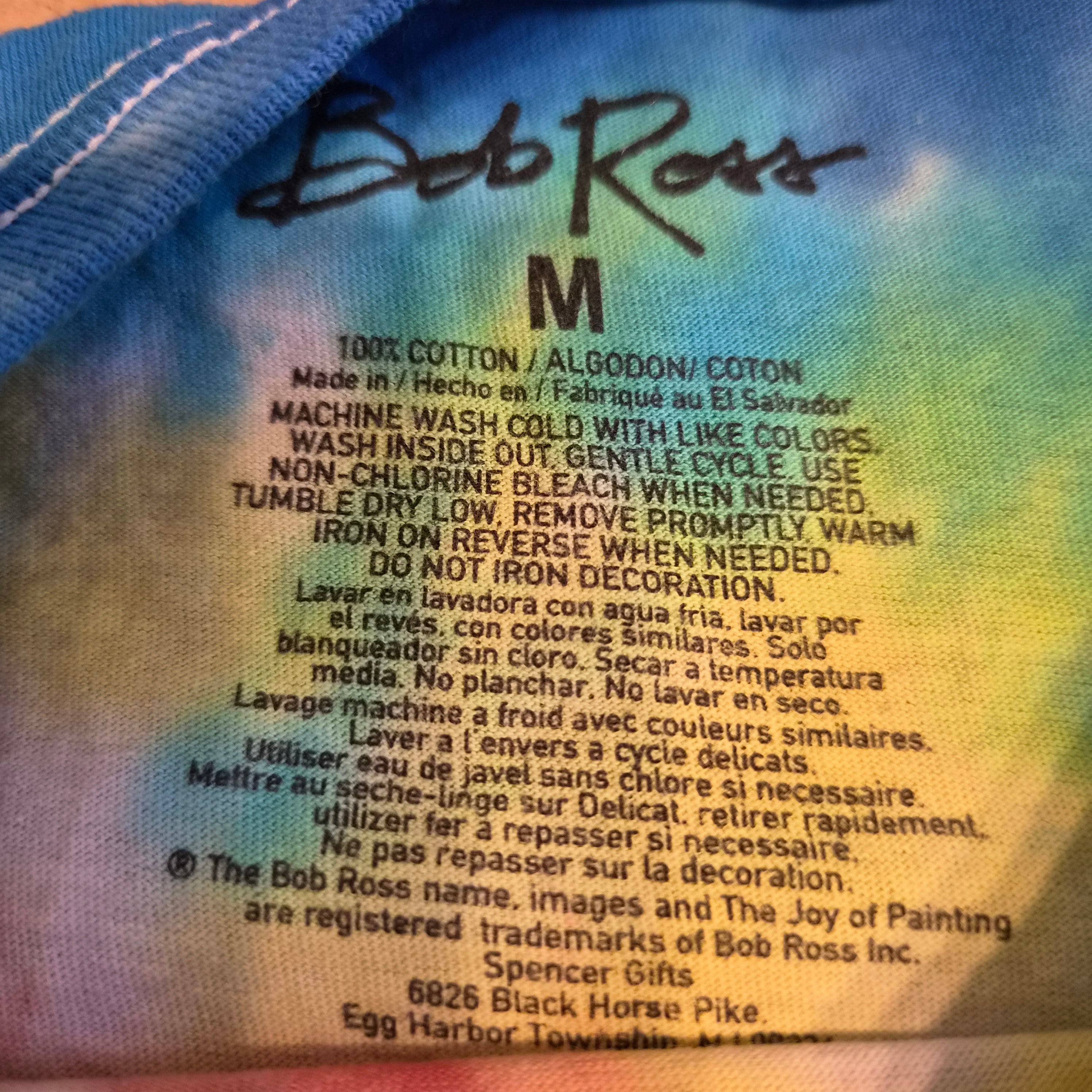 T-shirt vintage Bob Ross Tie-Dye — No Mistakes Just Happy Accidents — Taille M