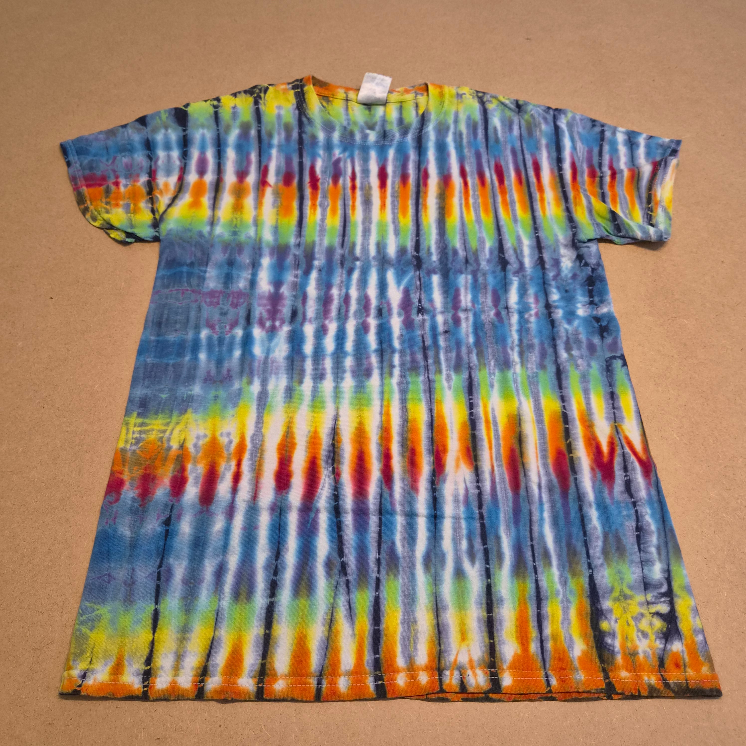 T-shirt Tie-Dye Flammes Multicolore Gildan Ultra Cotton — Taille S