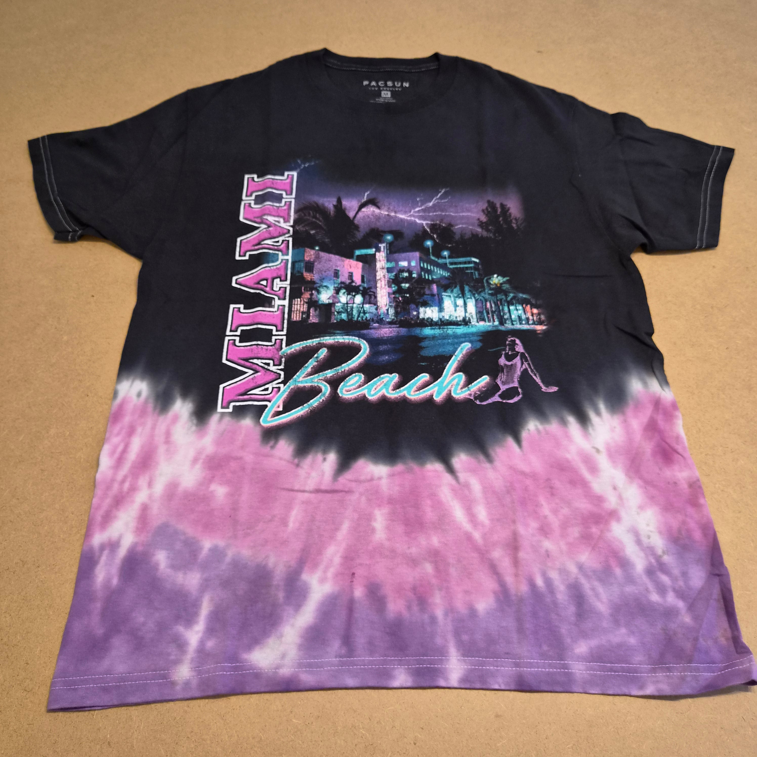 T-shirt Miami Beach PacSun Tie-Dye Noir/Violet — Taille M