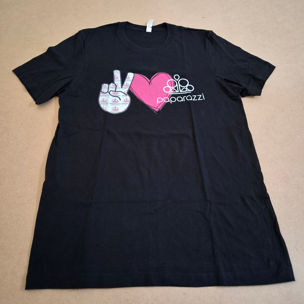 T-shirt Graphique Peace Love Paparazzi Bella+Canvas — Noir — Taille L
