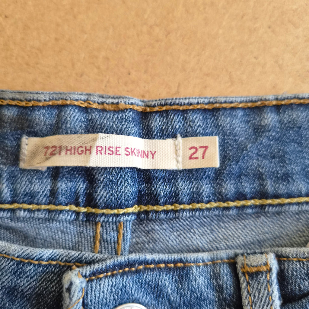 Jean Levi's 721 High Rise Skinny Bleu Délavé Raw Hem — W27 FR 36/38
