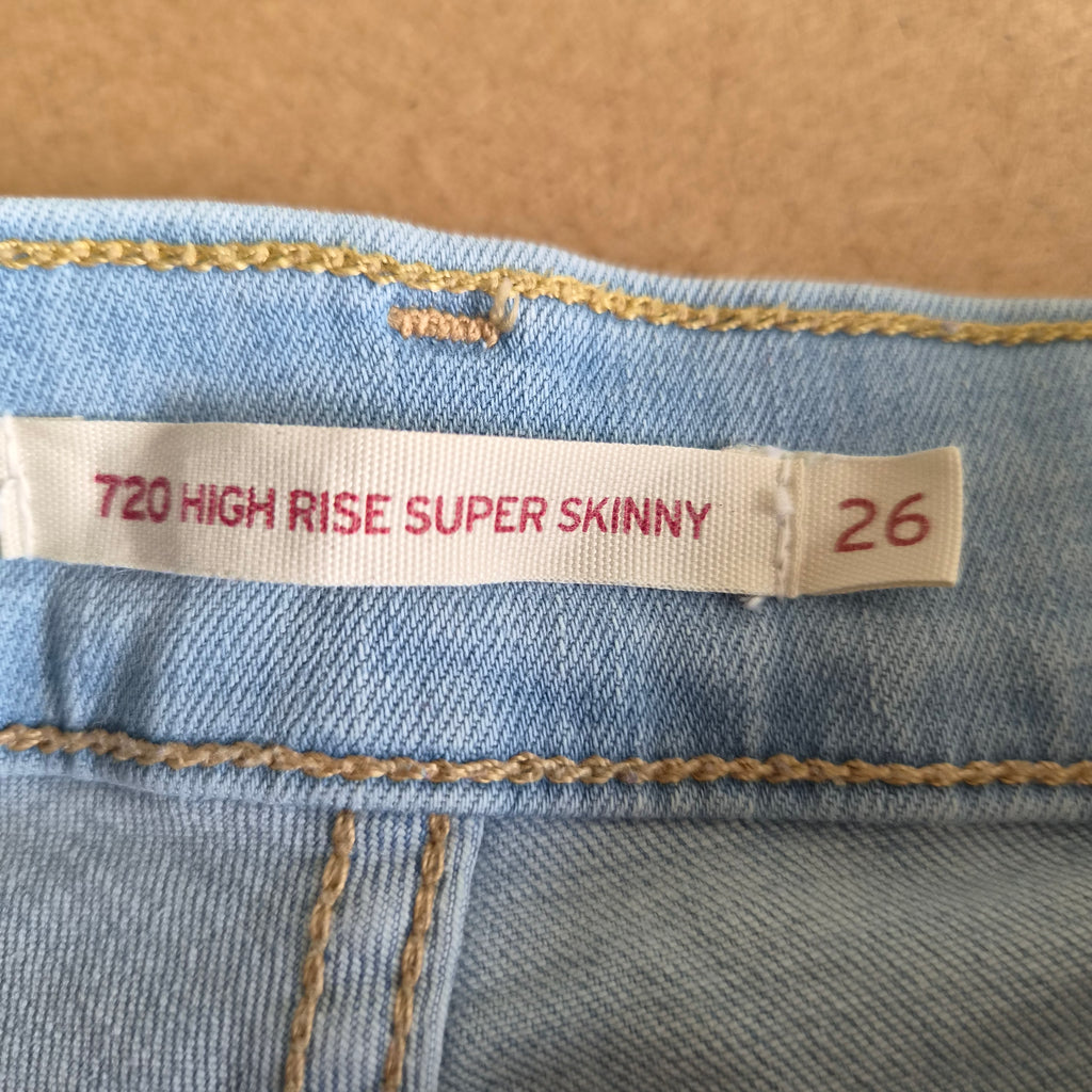 Jean Levi's 720 High Rise Super Skinny Ripped Bleu Clair — W26 / FR 34-36 — Très bon état
