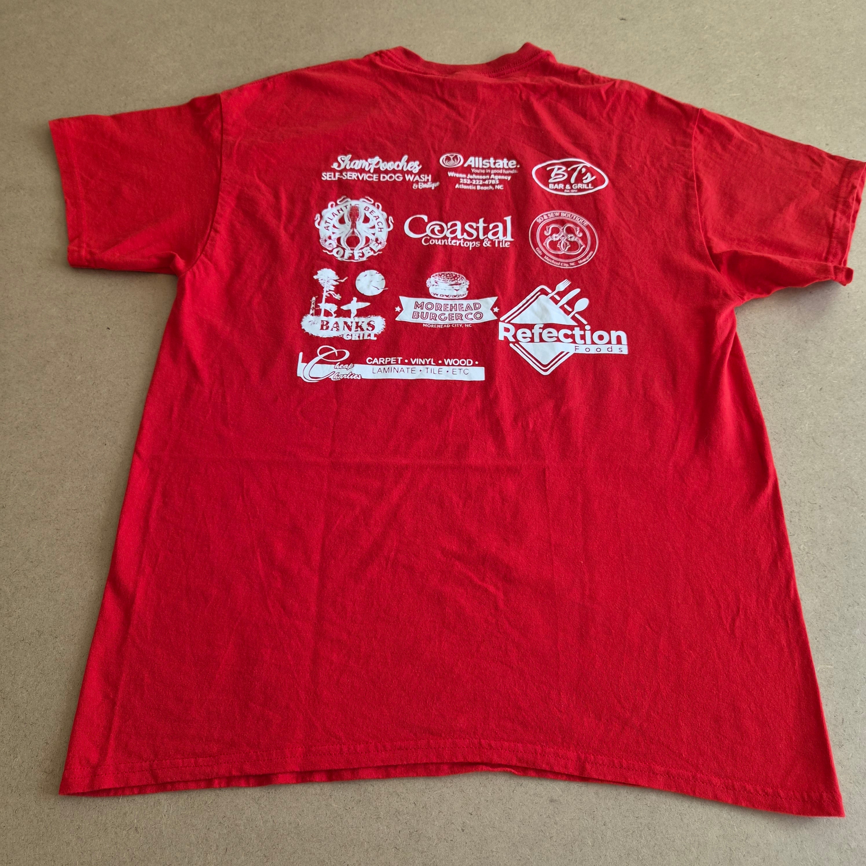 T-shirt vintage Gildan Rouge — West Softball Carteret — L — Très bon état