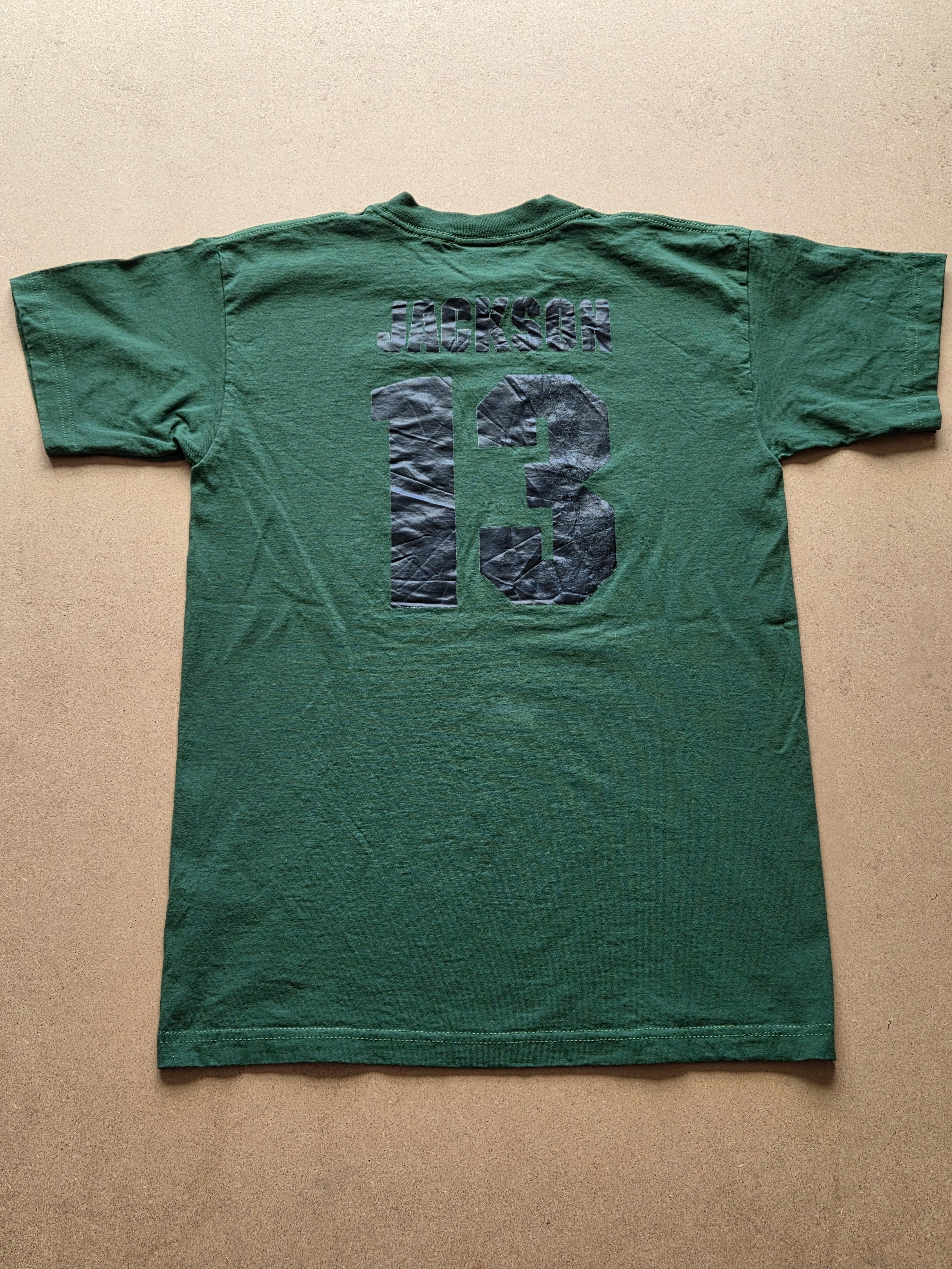 T-shirt Vintage Bayside Twin Rivers Babe Ruth Baseball Vert Forêt — #13 Johnson — M — Made in USA — Bon état