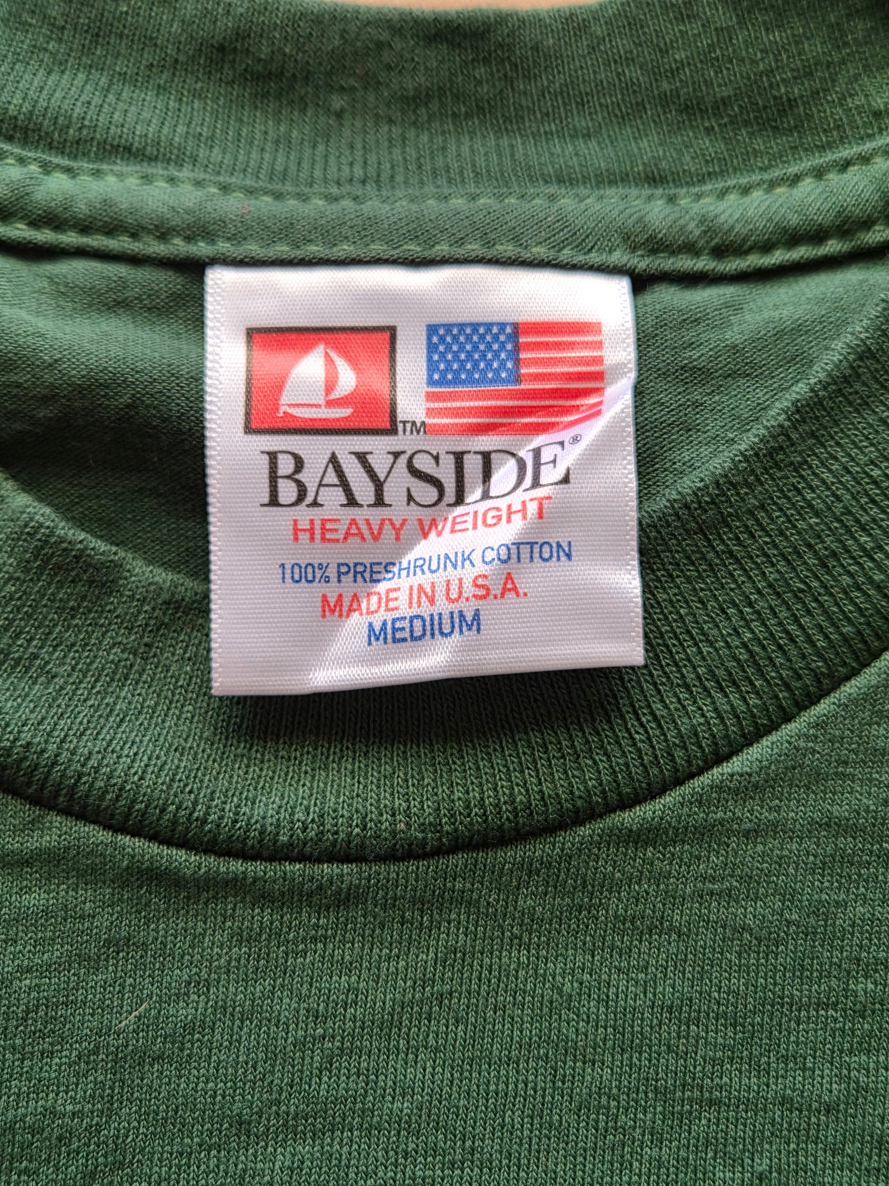 T-shirt Vintage Bayside Twin Rivers Babe Ruth Baseball Vert Forêt — #13 Johnson — M — Made in USA — Bon état
