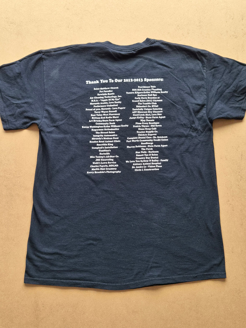 T-shirt Gildan CHS Centennial Spartan Cheerleaders 2012-2013 Noir — 100% Coton Made in Dominican Republic — L — Très bon état