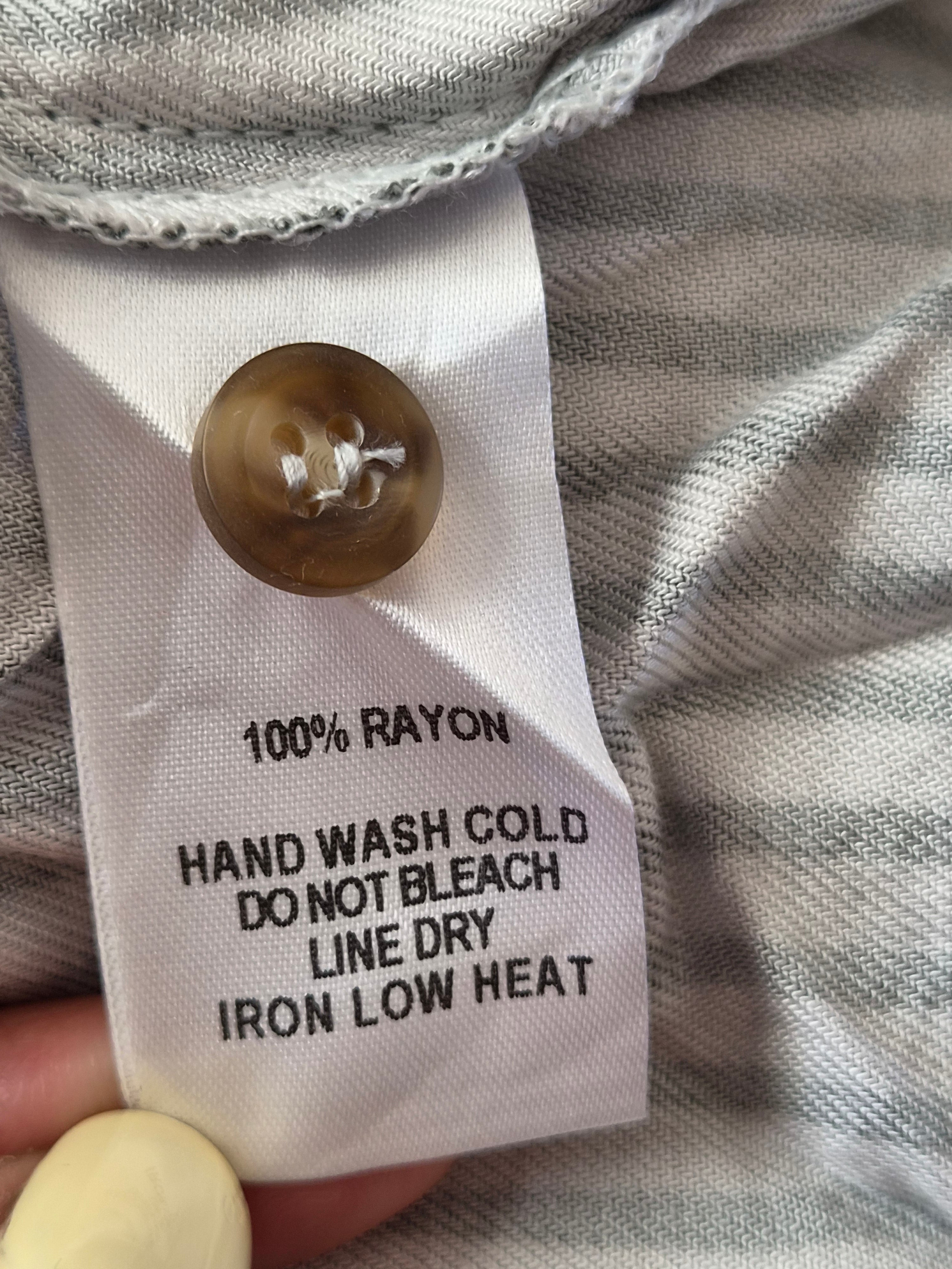 Robe Lulus Rayures kaki crème — Col V Cache-Cœur Manches Nouées Ceinture Boutons — S (XS/S) — 100% Rayon — Très bon état