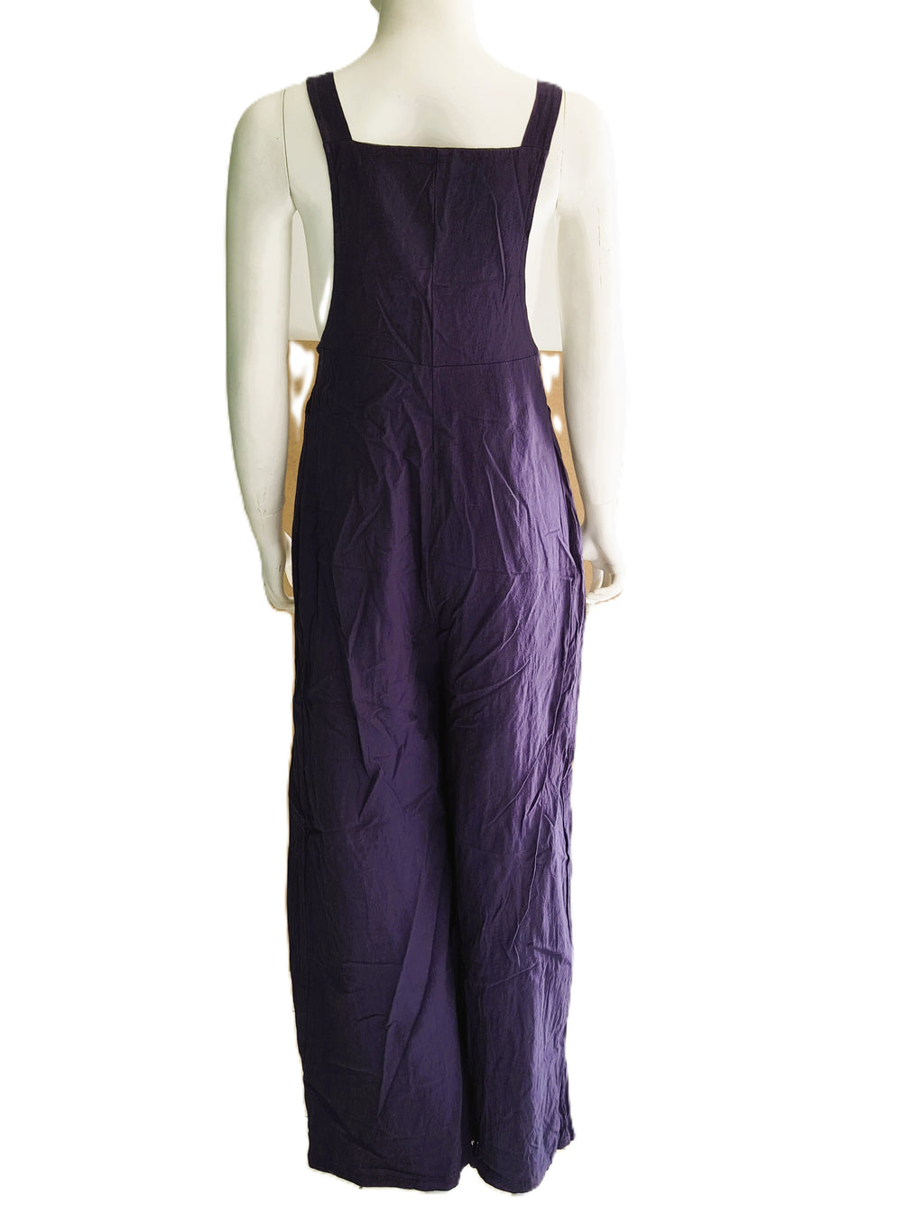 Salopette Combinaison Violet Indigo 100% Coton — Bretelles Larges Jambe Large Palazzo Poches — S — Très bon état