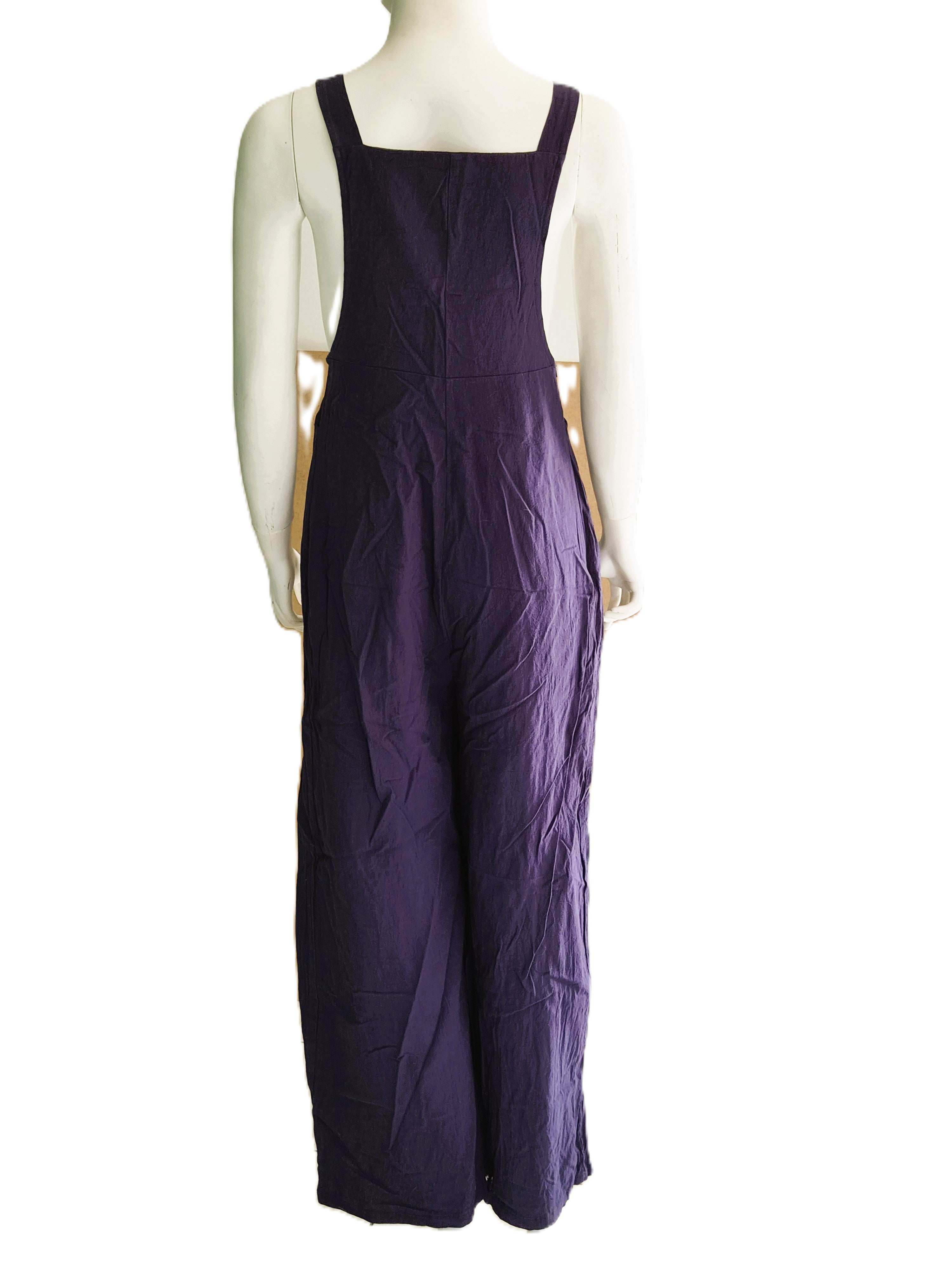 Salopette Combinaison Violet Indigo 100% Coton — Bretelles Larges Jambe Large Palazzo Poches — S — Très bon état