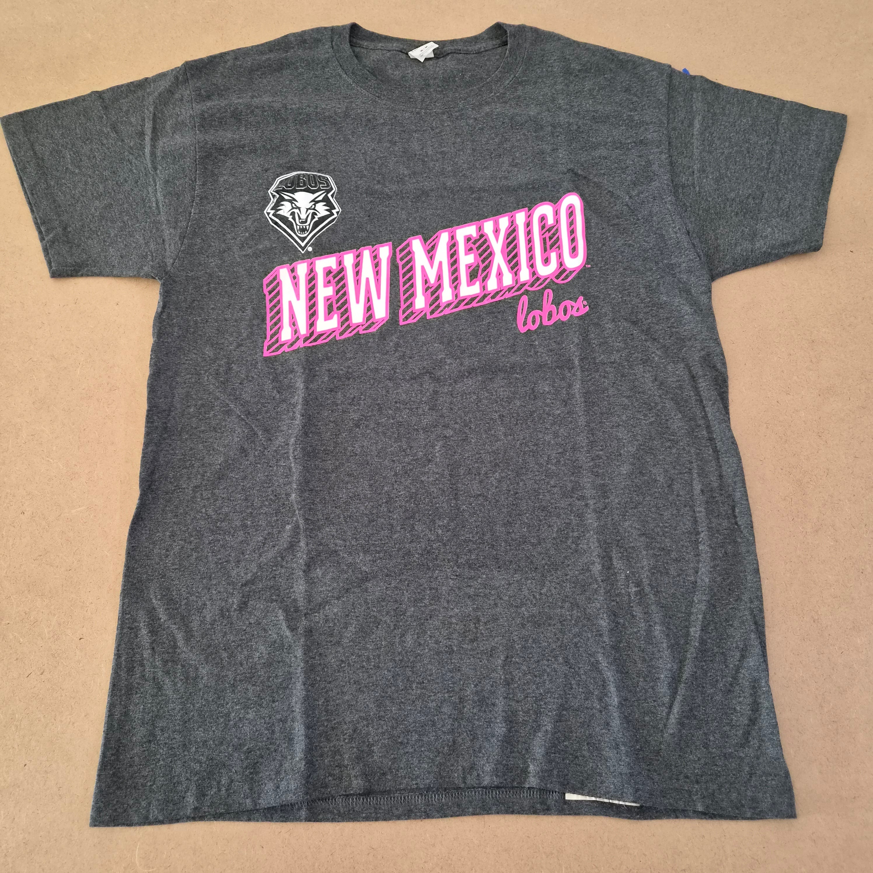 T-shirt UNM Lobos New Mexico Gris Chiné Rose — University of New Mexico — M — 50% Coton 50% Polyester — Très bon état