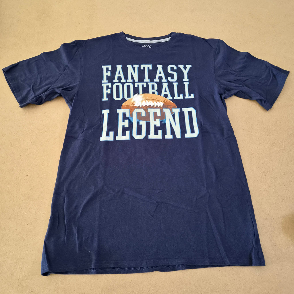 T-shirt BCG Fantasy Football Legend Bleu Marine — 100% Coton Made in El Salvador — M — Très bon état