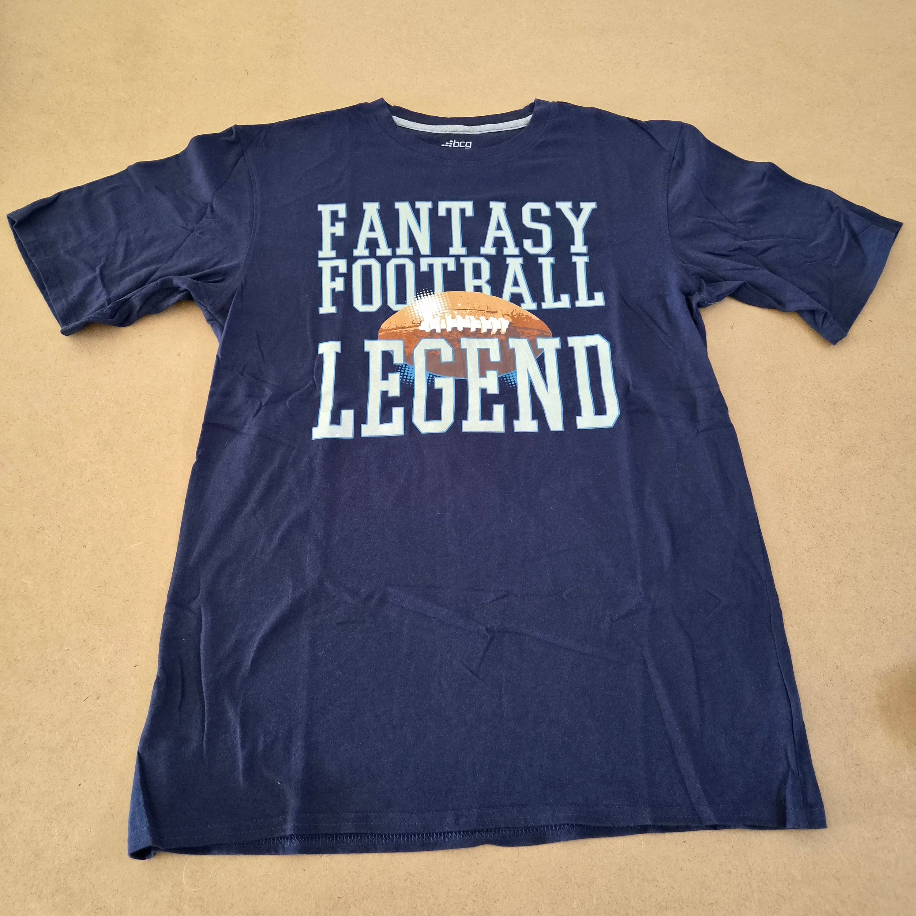 T-shirt BCG Fantasy Football Legend Bleu Marine — 100% Coton Made in El Salvador — M — Très bon état
