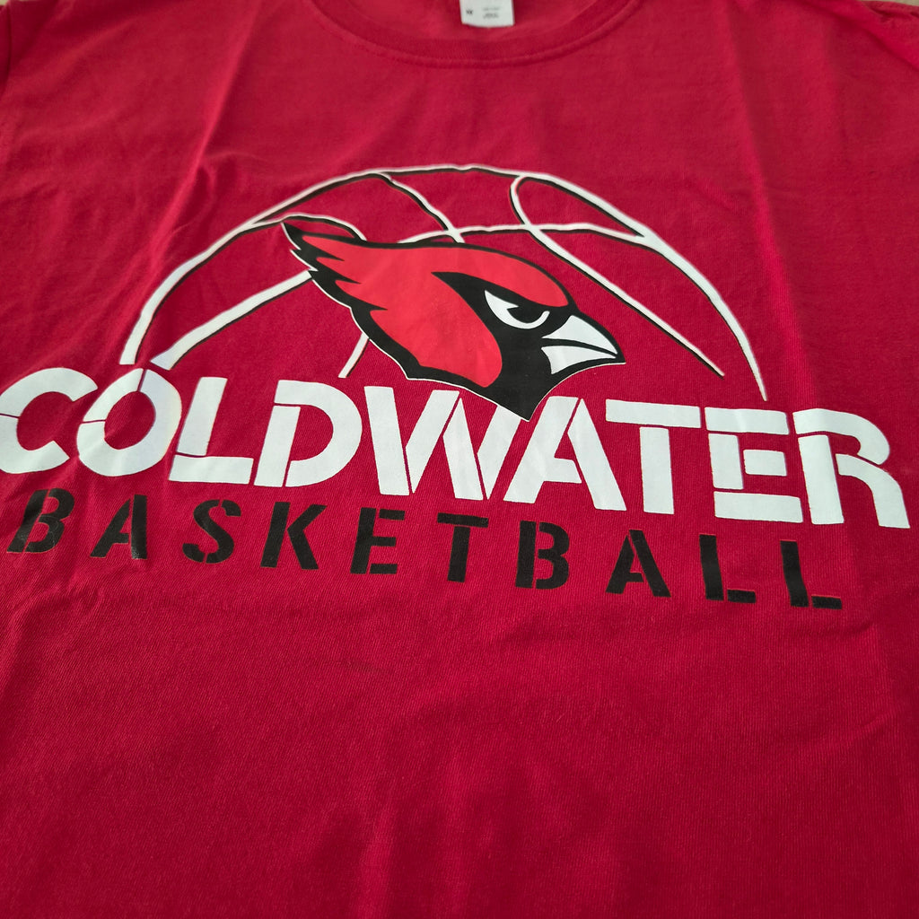 T-shirt Coldwater Cardinals Basketball Rouge — Fruit of the Loom HD Cotton 100% Coton — M — Très bon état