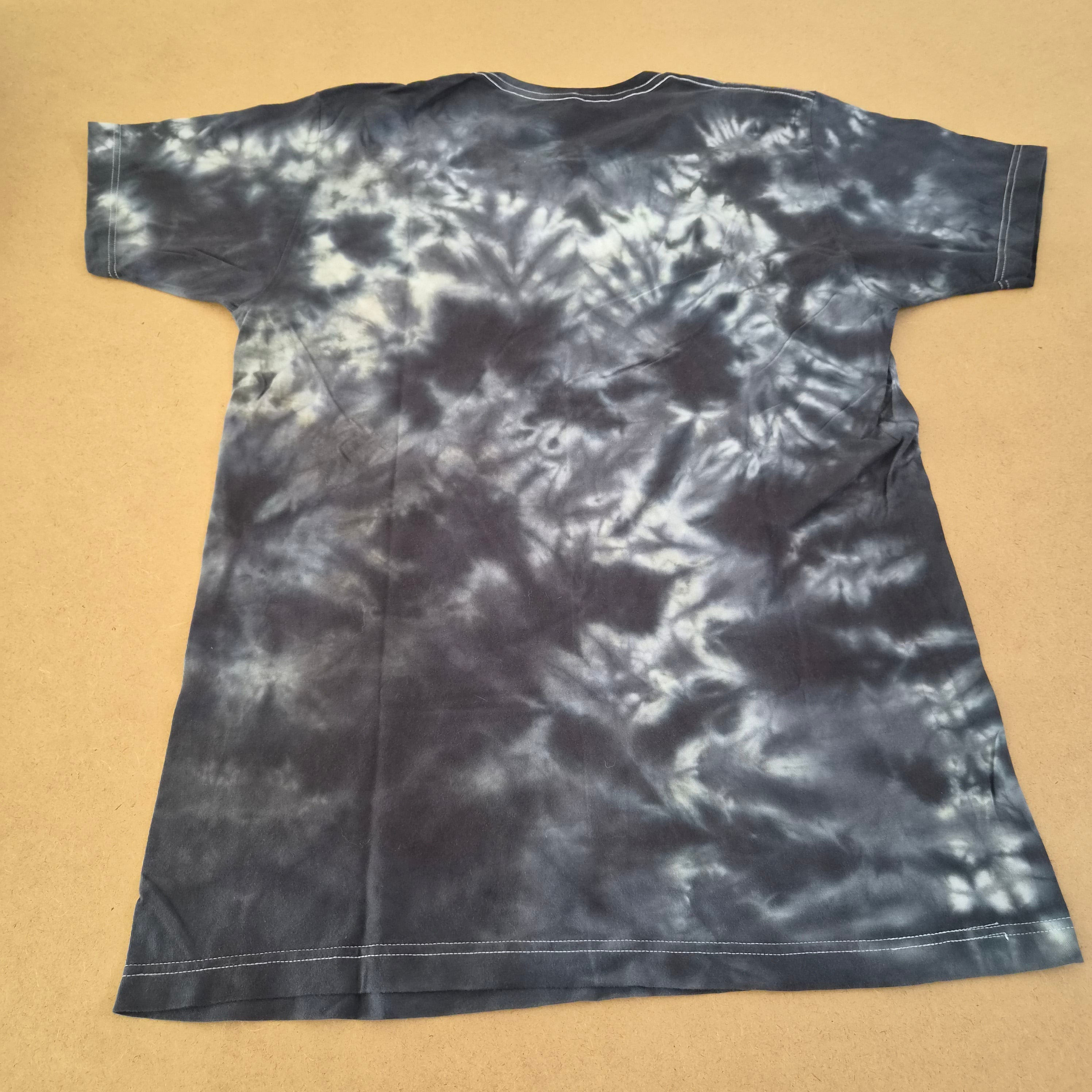 T-shirt Tie-Dye Happy Hour Noir Anthracite — Logo Stay Cool Rose Fluo — L — Hand Dyed Long Beach CA — Très bon état