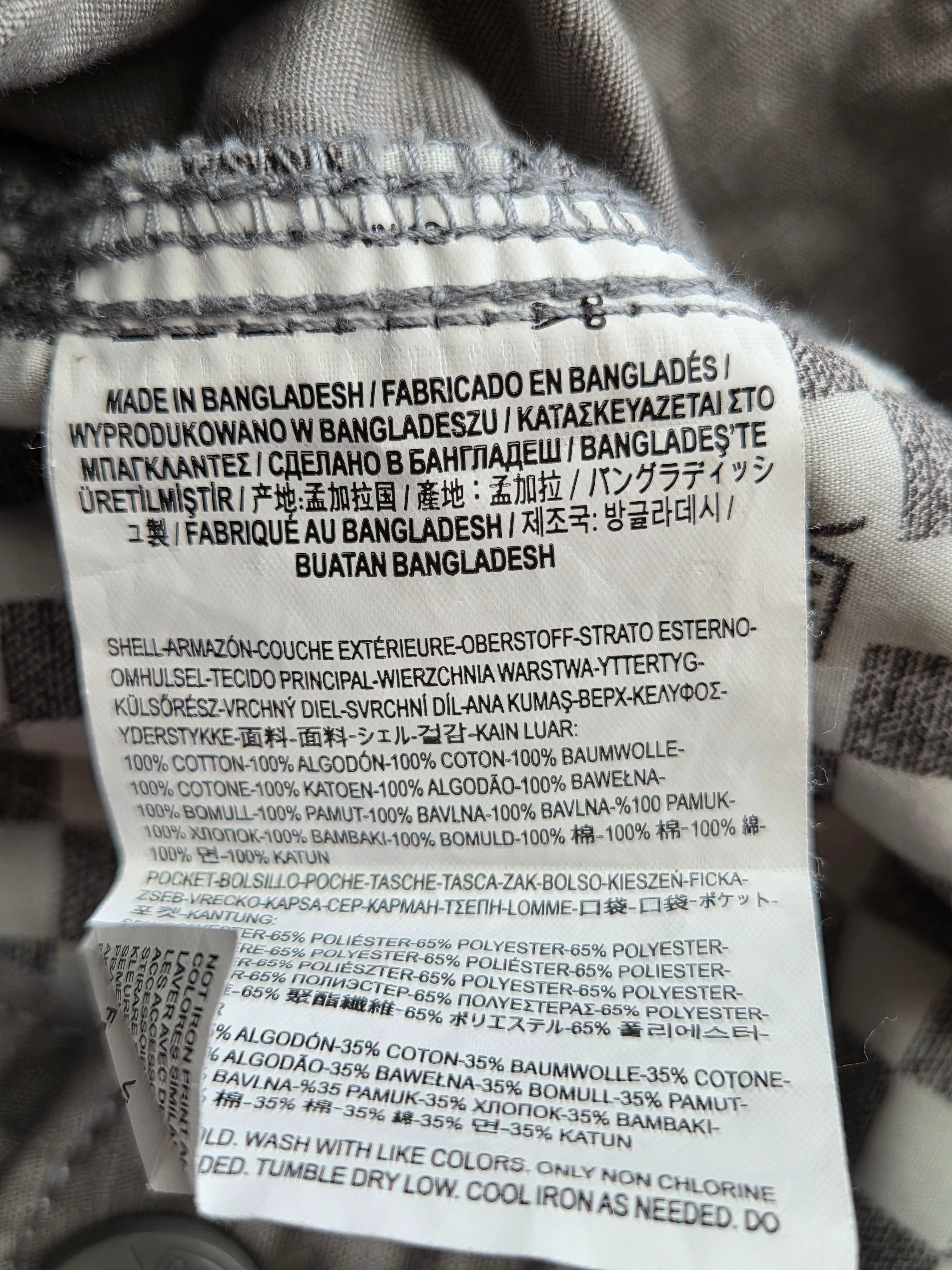 Short cargo Vans gris - mesure longueur côté