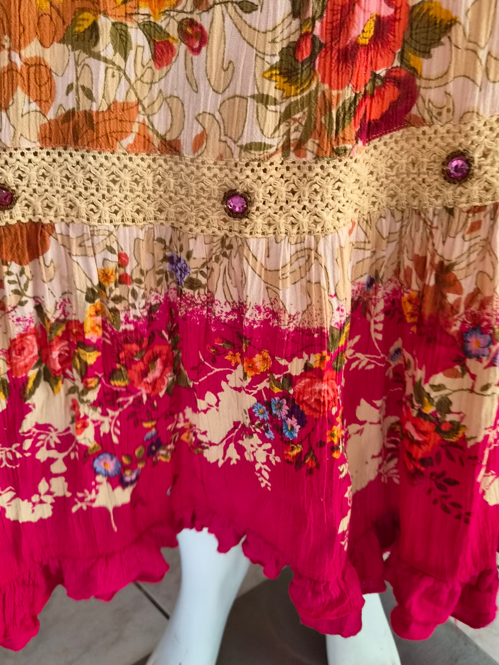 Jupe Longue Vintage Fleurie – Taille Élastique- Taille 40