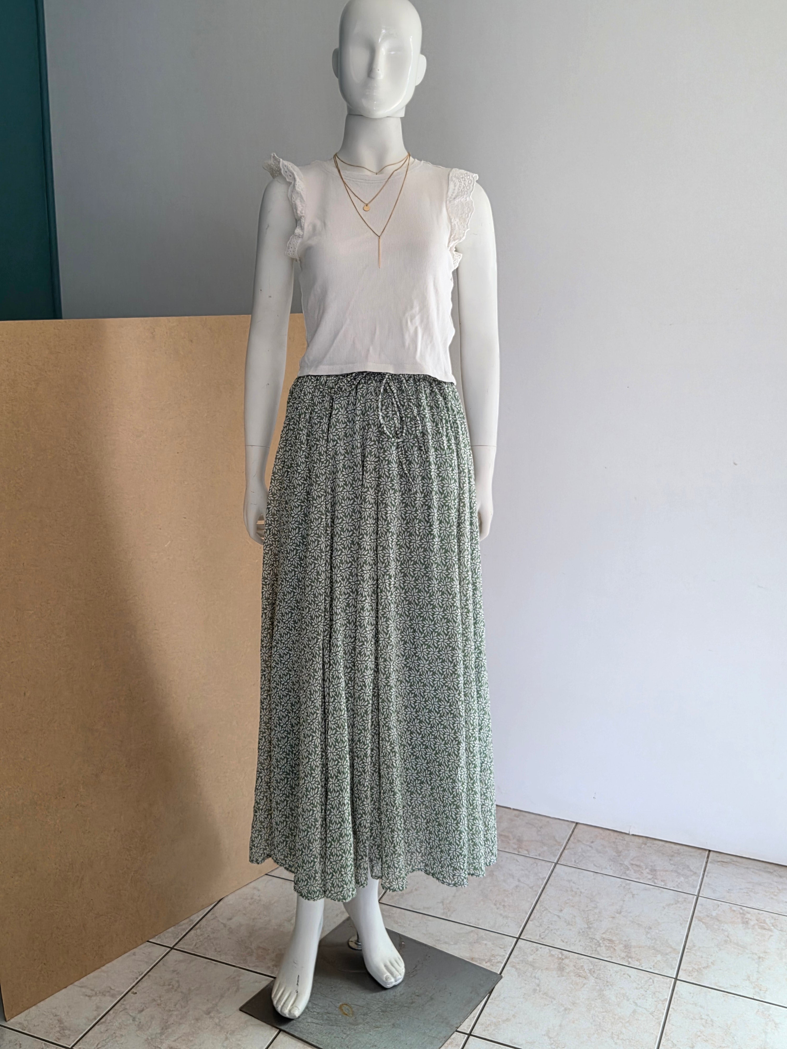 Jupe verte fleurie – détail imprimé