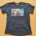 T-shirt vintage Gildan noir - print manga anime dark fantasy deux personnages cheveux rouge et bleu - taille M