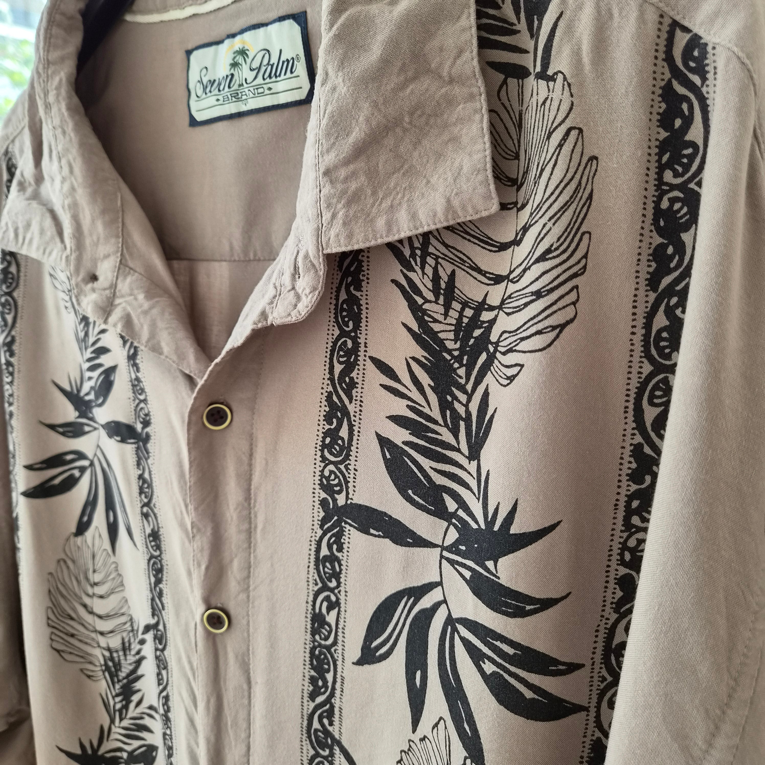 Chemise hawaïenne vintage Seven Palm XL – 100% rayon motif floral