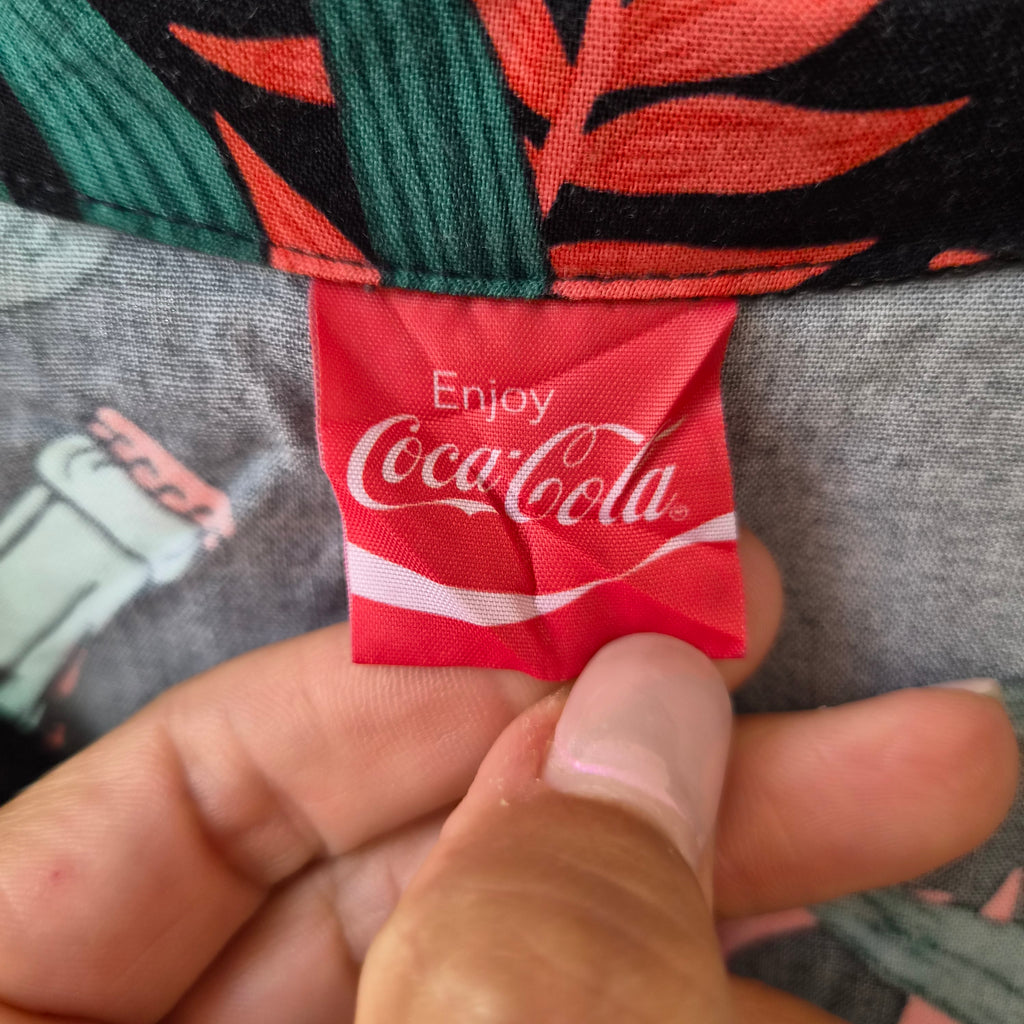 Chemise hawaïenne Coca-Cola noire – 100% rayon – vintage - Taille M