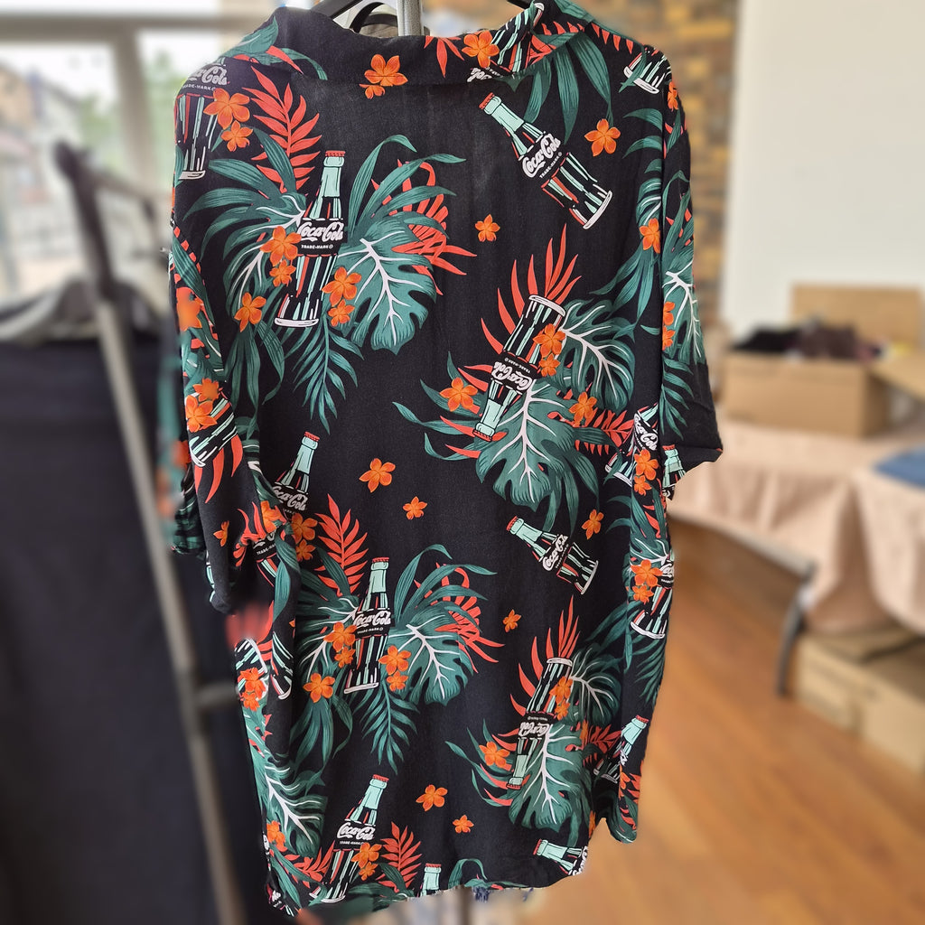 Chemise hawaïenne Coca-Cola noire – 100% rayon – vintage - Taille M