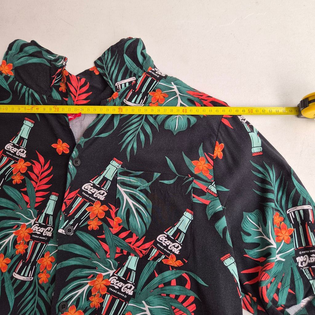 Chemise hawaïenne Coca-Cola noire – 100% rayon – vintage - Taille M