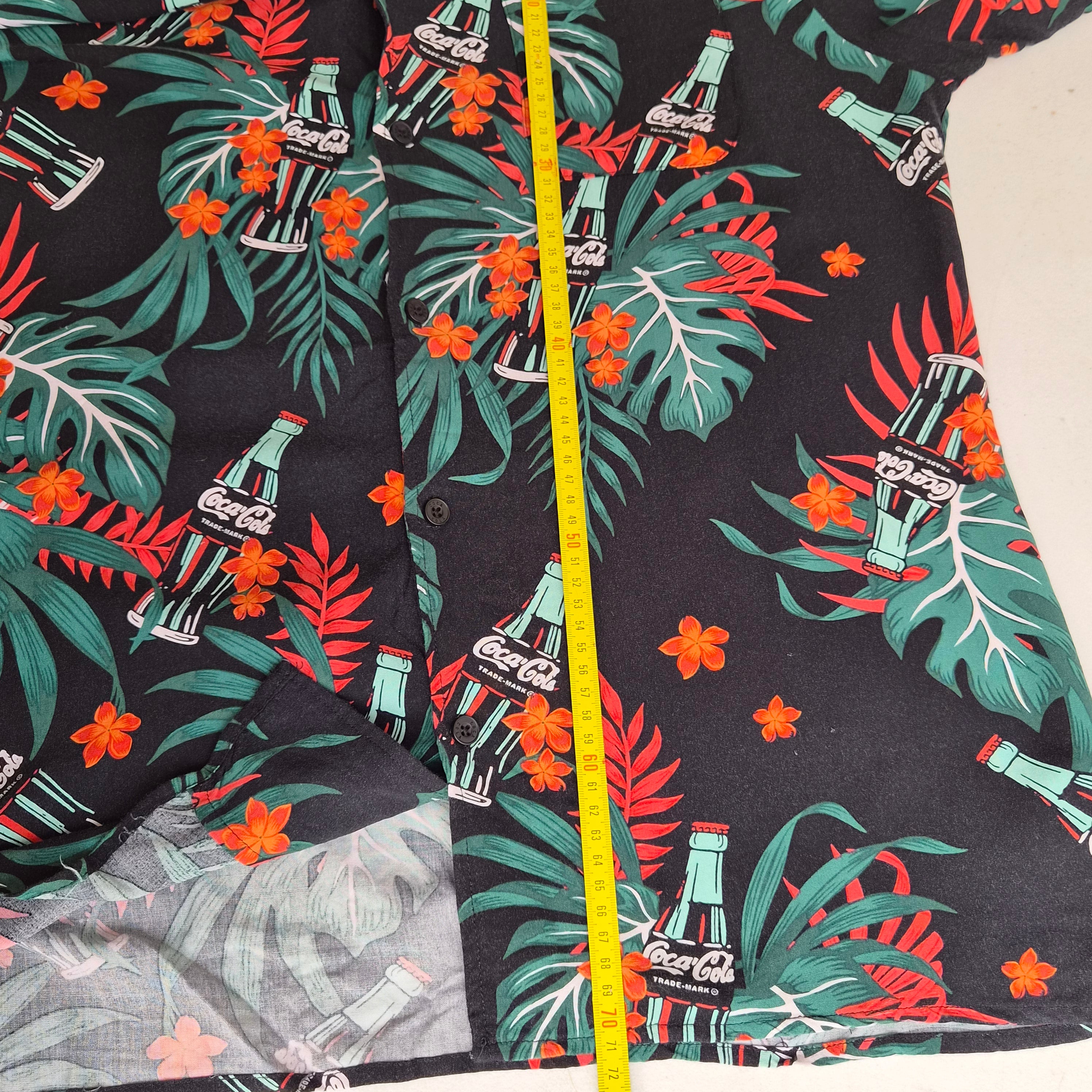 Chemise hawaïenne Coca-Cola noire – 100% rayon – vintage - Taille M
