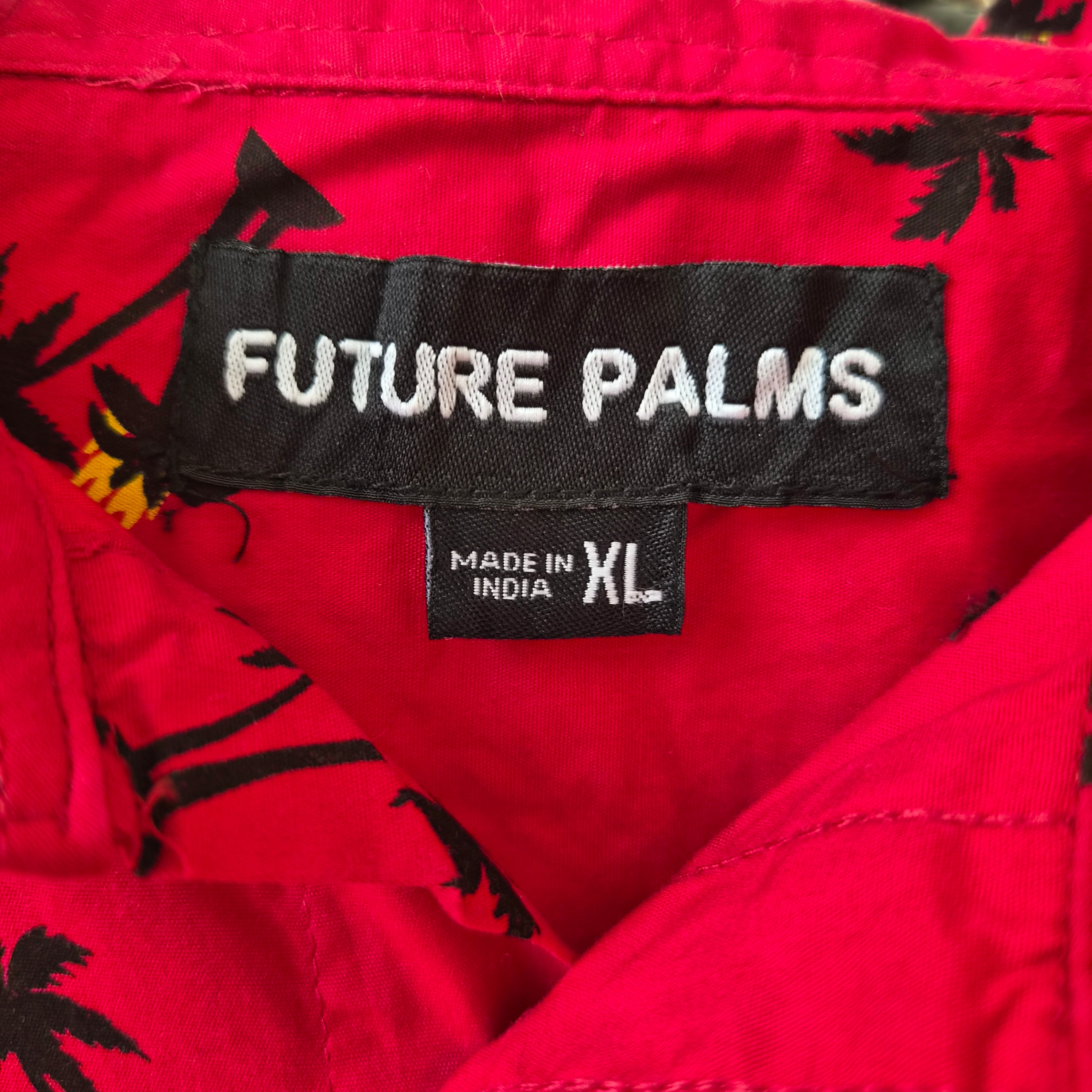 Chemise hawaïenne Future Palms rouge à motifs palmiers – XL