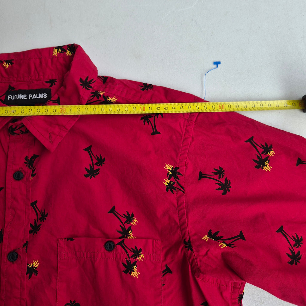 Chemise hawaïenne Future Palms rouge à motifs palmiers – XL