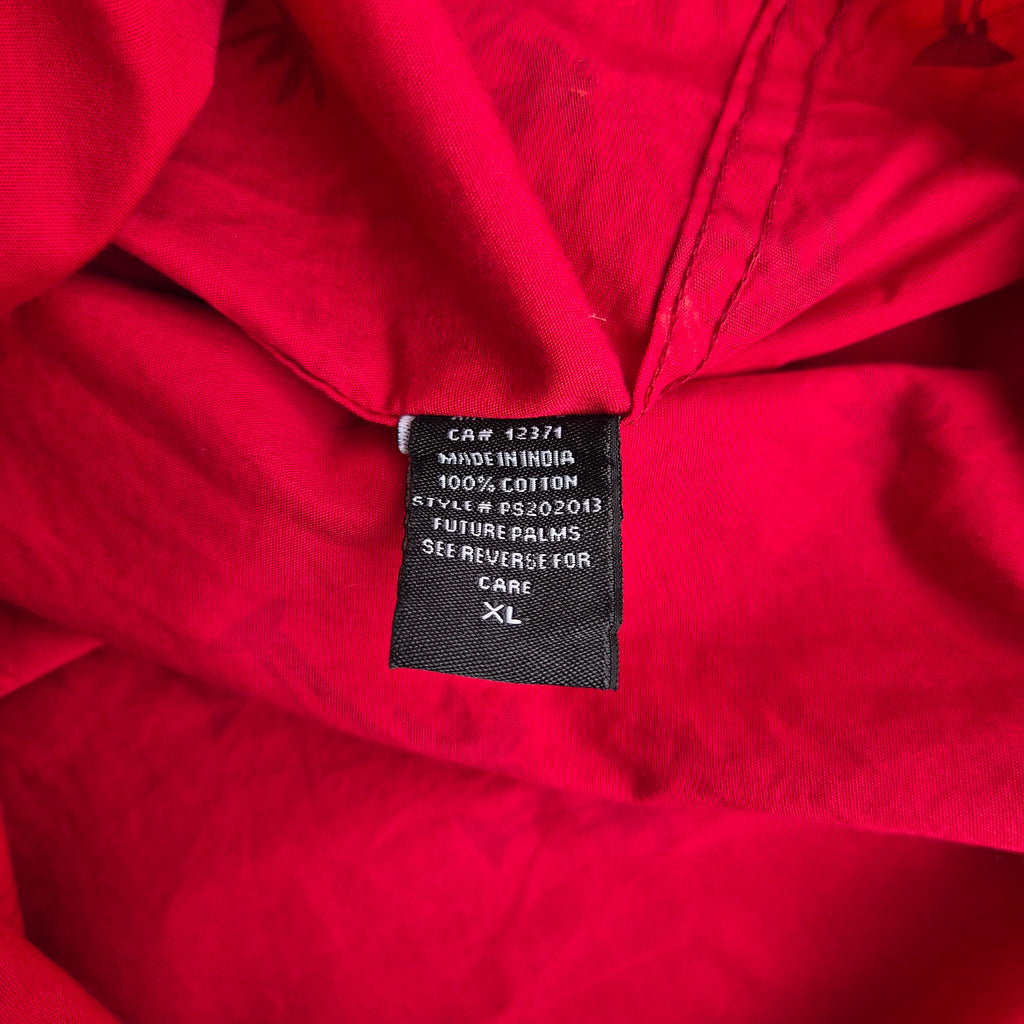 Chemise hawaïenne Future Palms rouge à motifs palmiers – XL