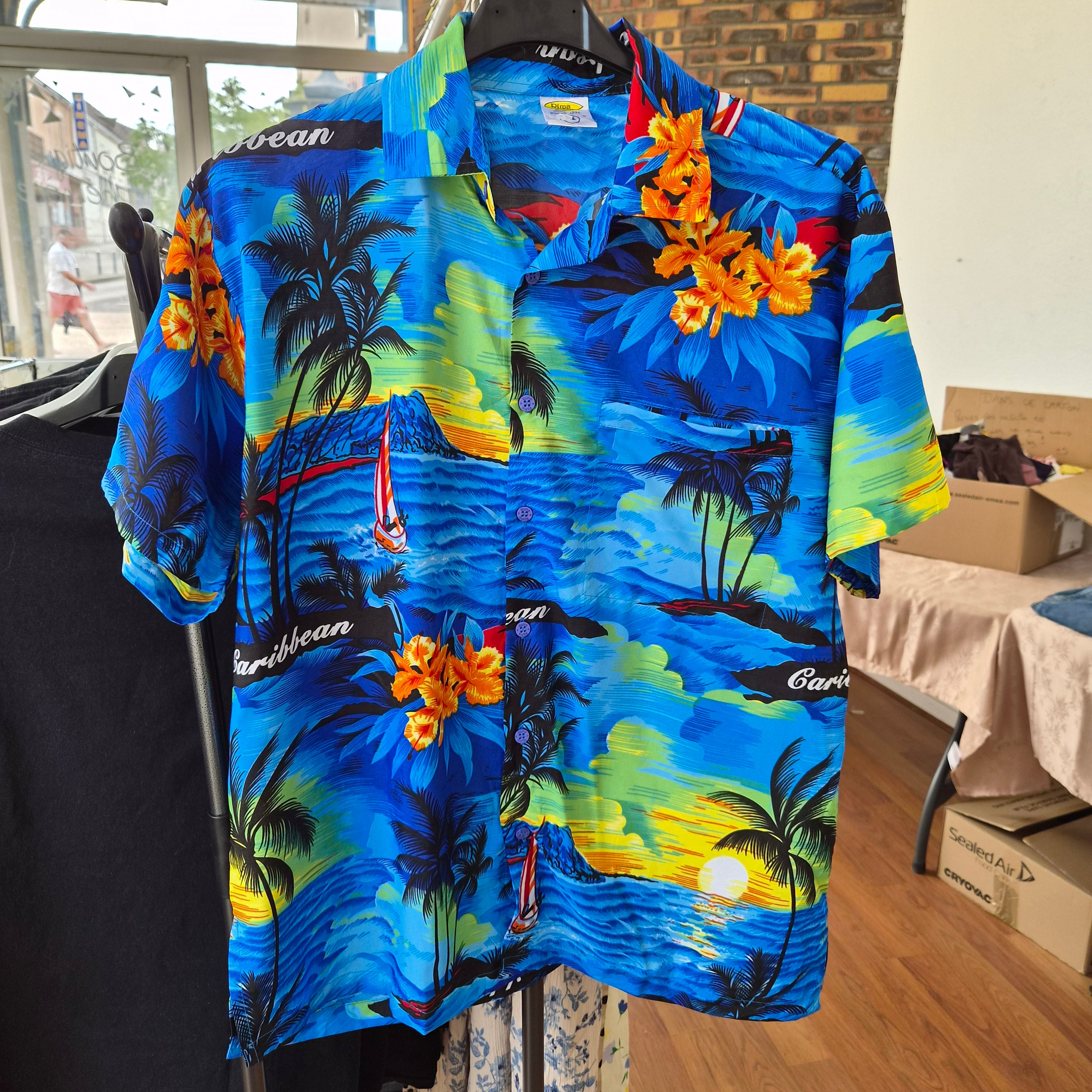 Chemise hawaïenne vintage Rima homme M – motif tropical coloré