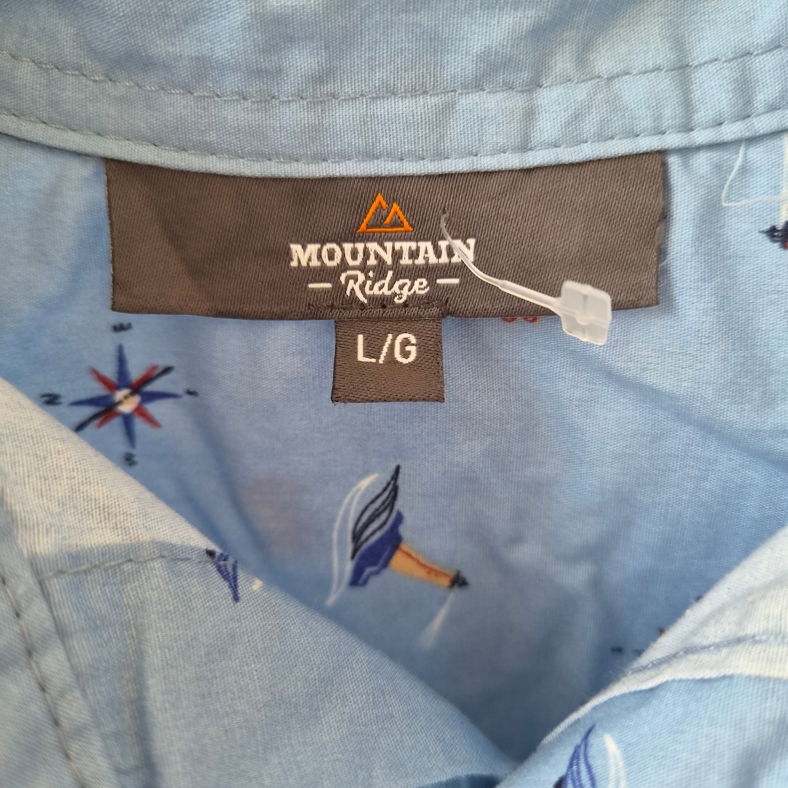 Chemise hawaïenne vintage Mountain Ridge L – 100% coton motif marin