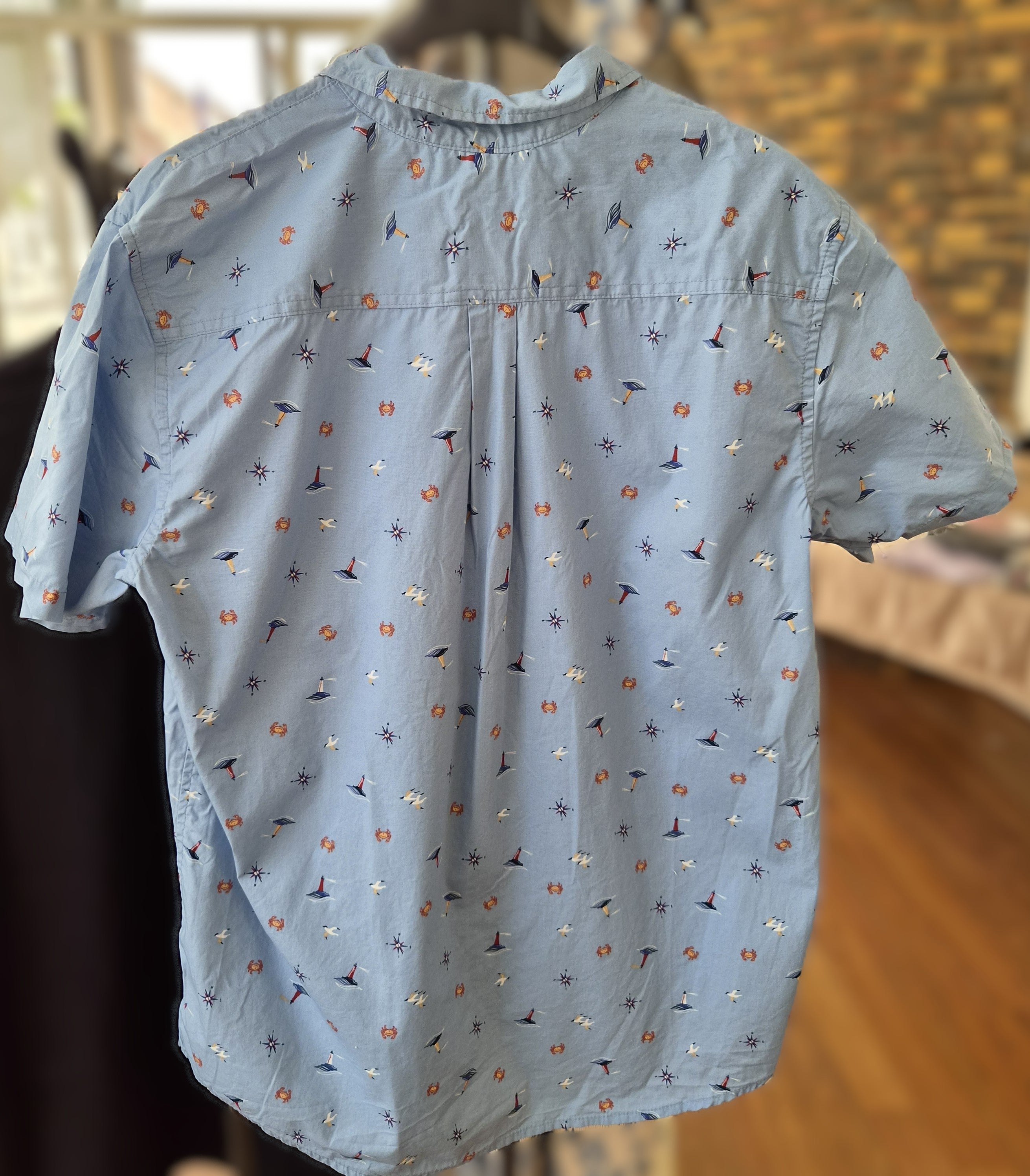 Chemise hawaïenne vintage Mountain Ridge L – 100% coton motif marin