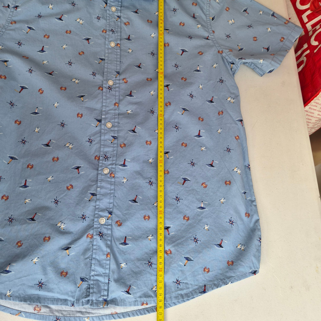 Chemise hawaïenne vintage Mountain Ridge L – 100% coton motif marin