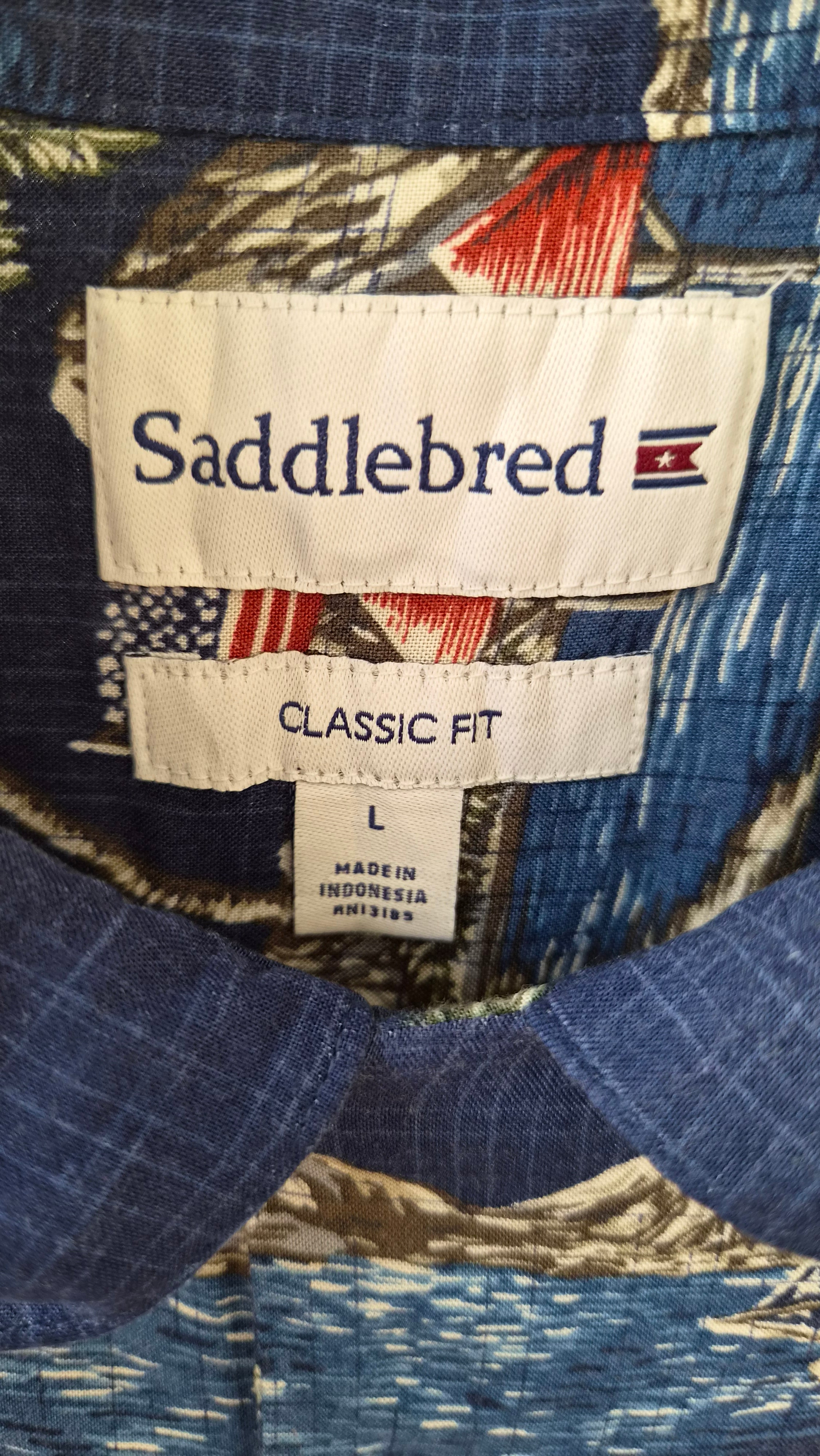 Chemise hawaïenne vintage Saddlebred – L – 100 % rayon