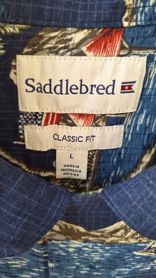 Chemise hawaïenne vintage Saddlebred – L – 100 % rayon