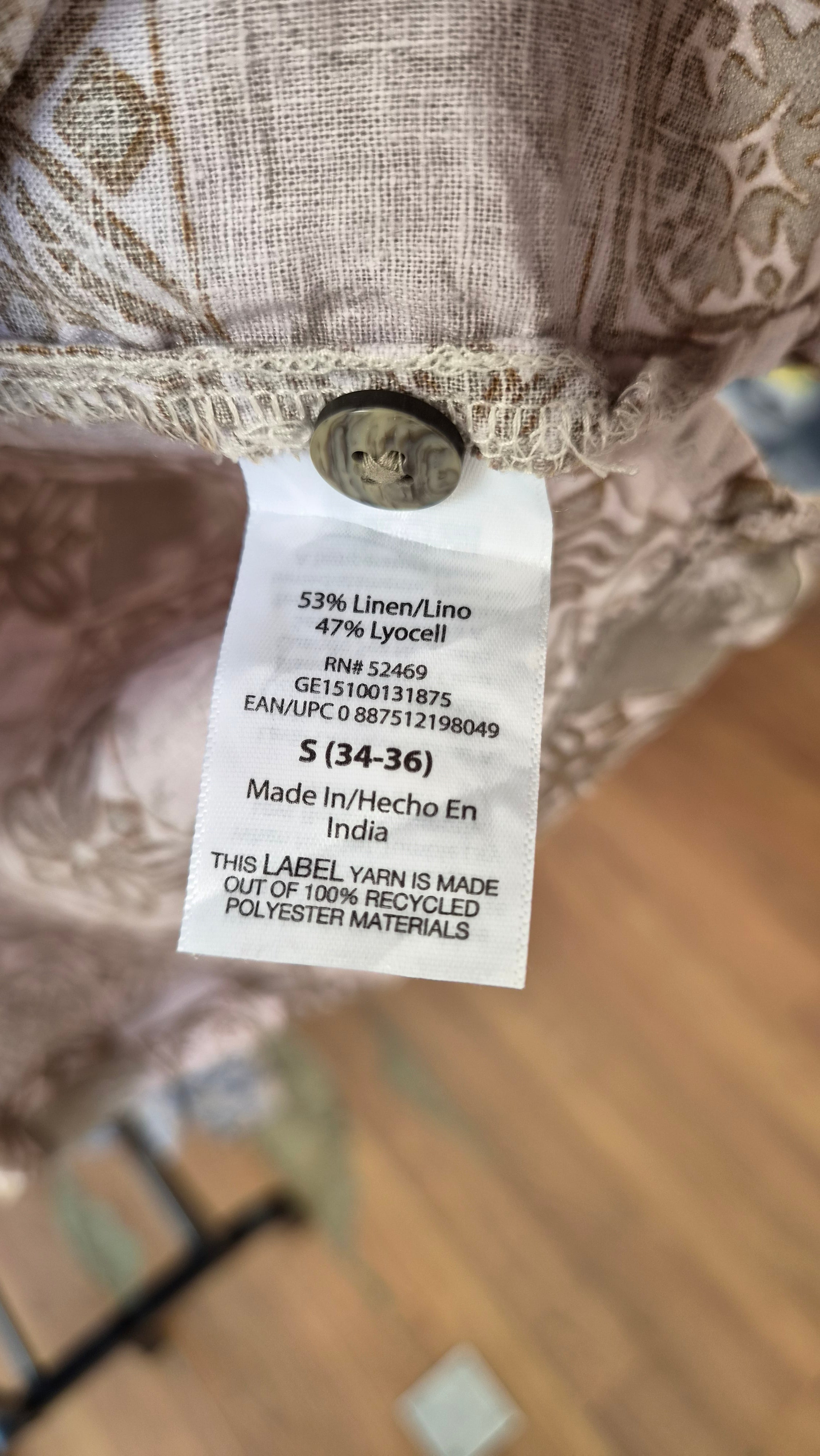 Chemise vintage George à motifs géométriques – Taille S – Lin & Lyocell