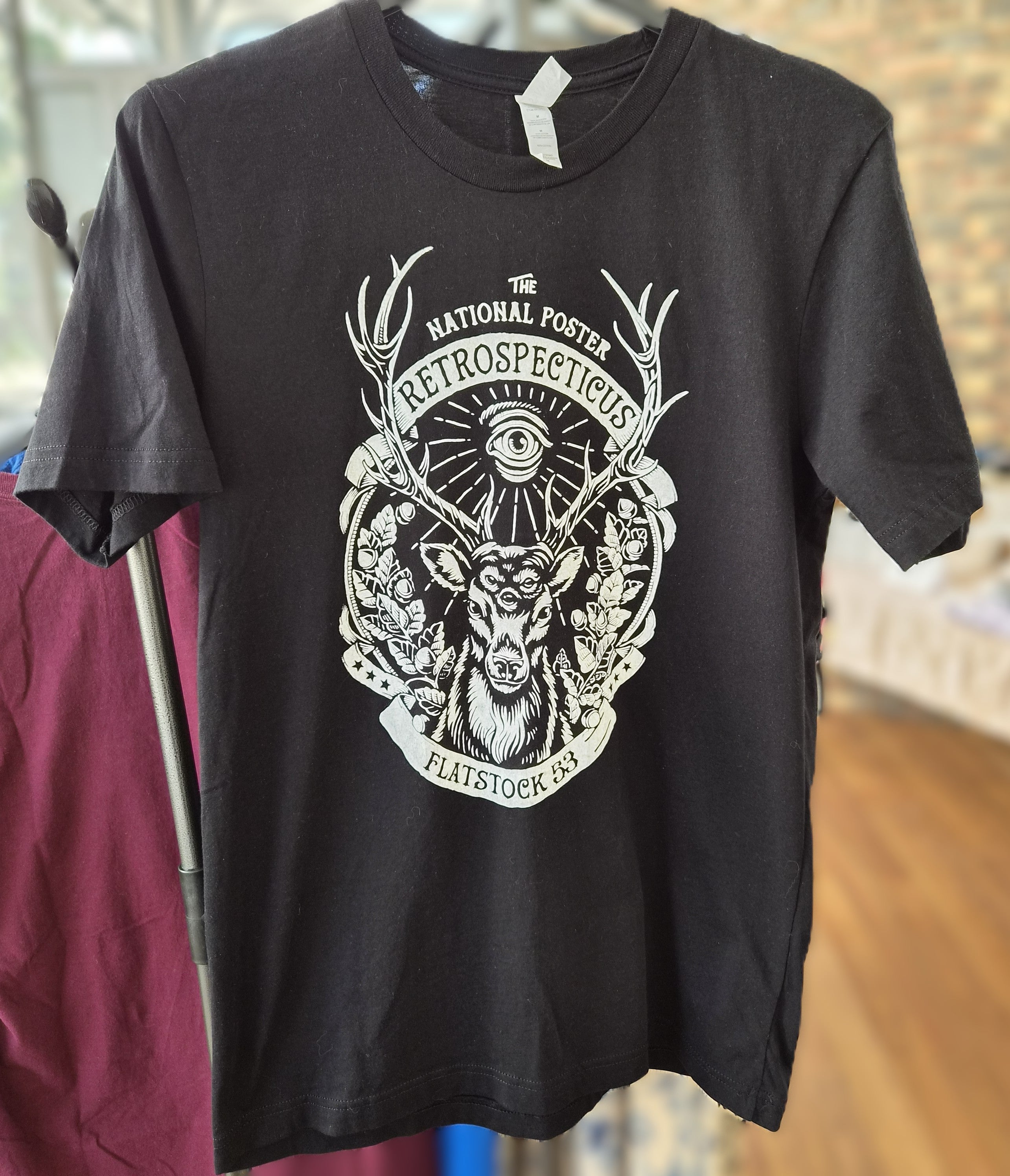 T-shirt noir graphic vintage cerf & œil mystique – taille M