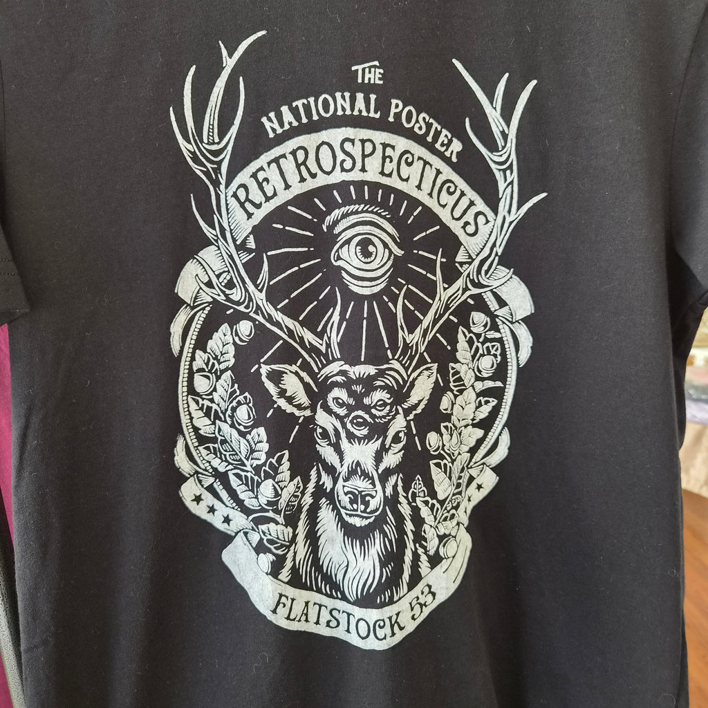 T-shirt noir graphic vintage cerf & œil mystique – taille M