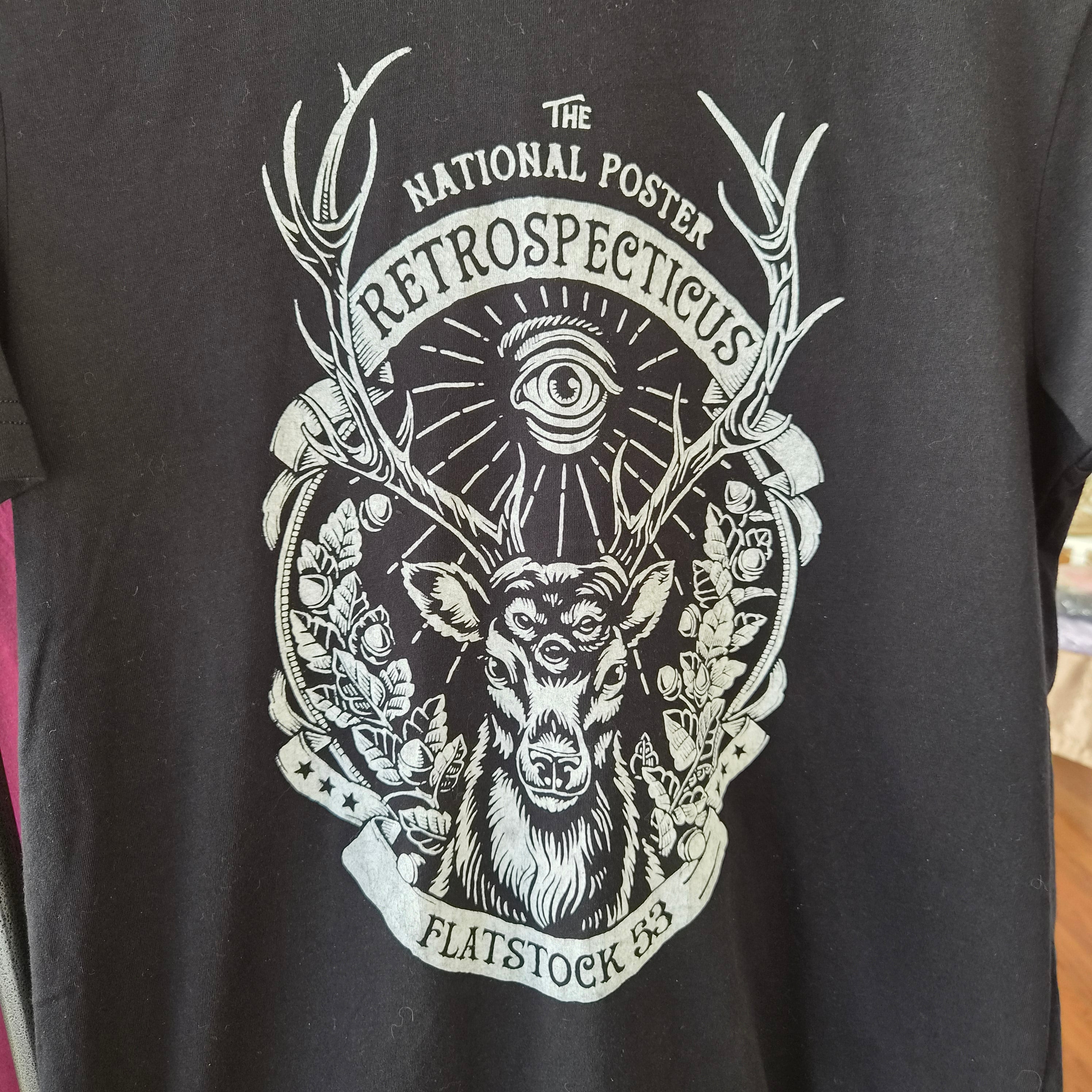 T-shirt noir graphic vintage cerf & œil mystique – taille M