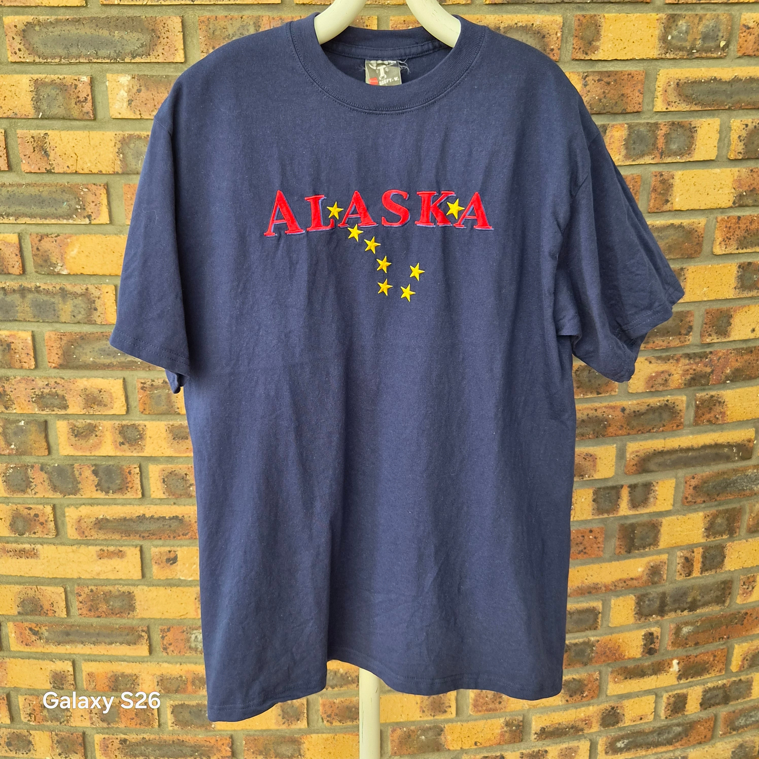 T-shirt Hanes Alaska bleu marine brodé taille M