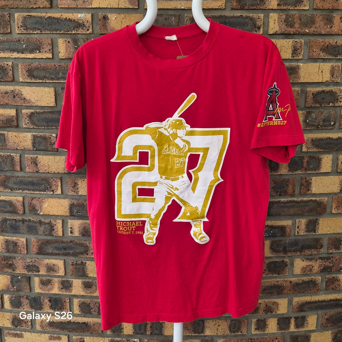T-shirt Mike Trout #27 Angels Birthday 2018 rouge XL
